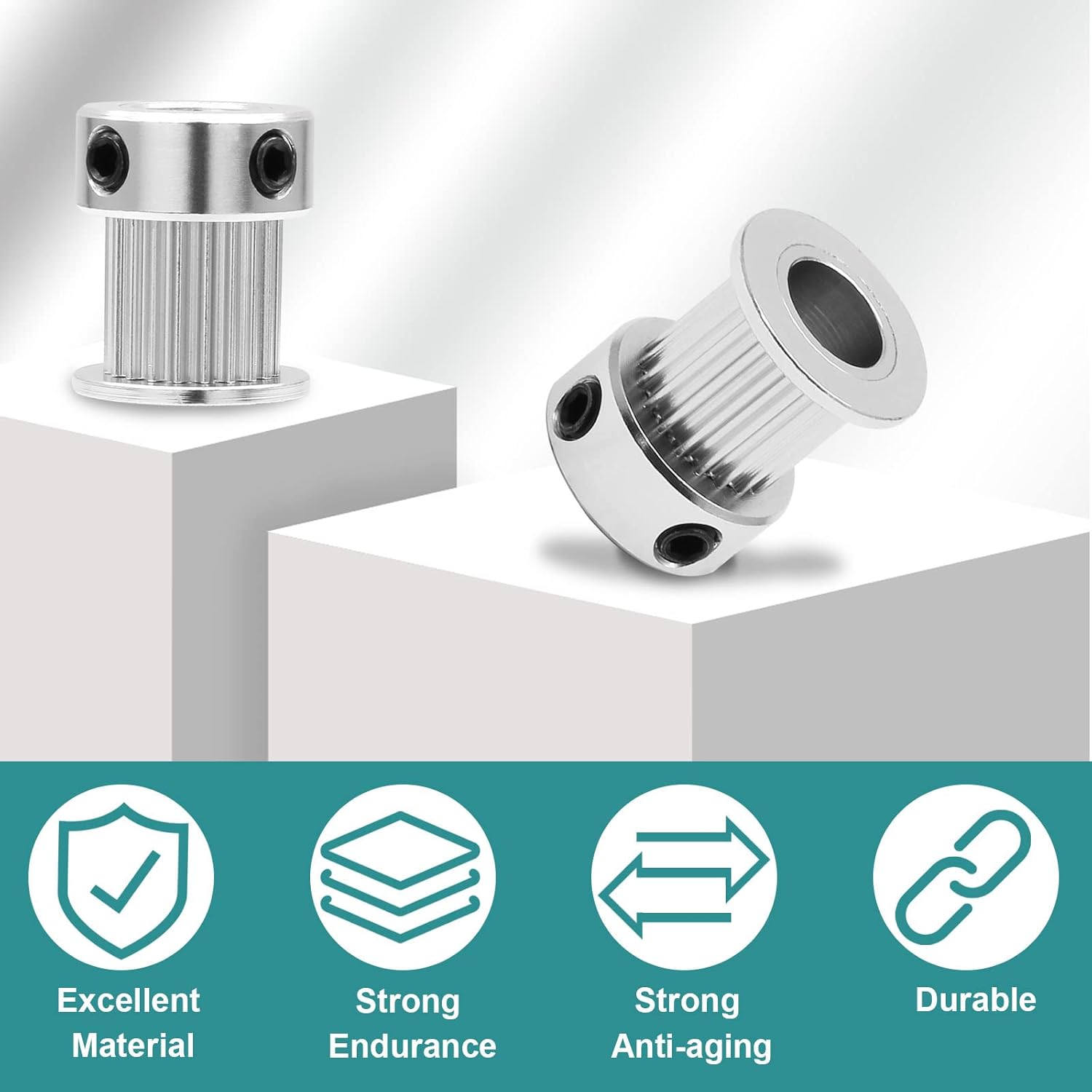 5pcs GT2 Pulley 20 Teeth 8mm Bore Fit 10mm Belt Width, Aluminum Timing Pulley Wheel Synchronous Wheels Gear Part for 3D Printer - Image 4