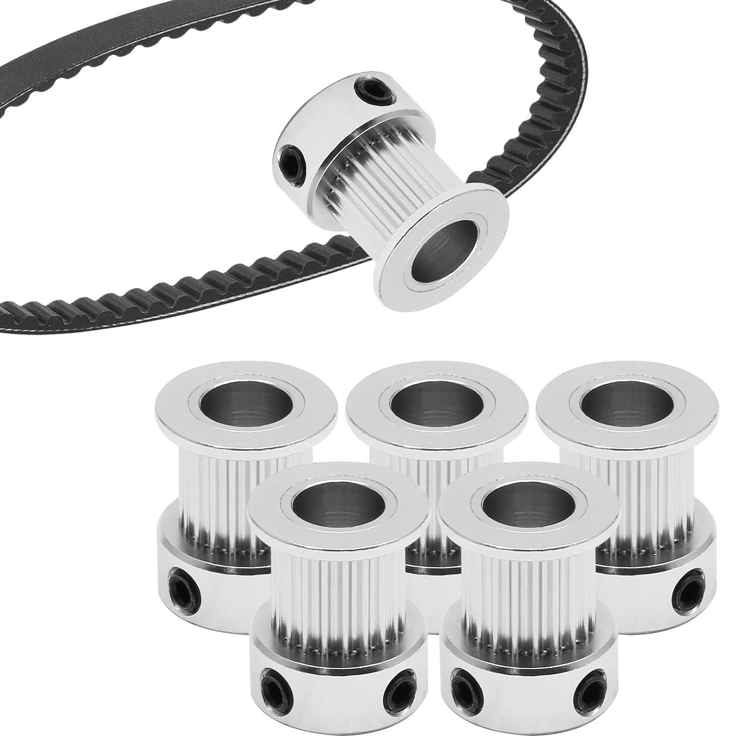 5pcs GT2 Pulley 20 Teeth 8mm Bore Fit 10mm Belt Width, Aluminum Timing Pulley Wheel Synchronous Wheels Gear Part for 3D Printer - Image 6
