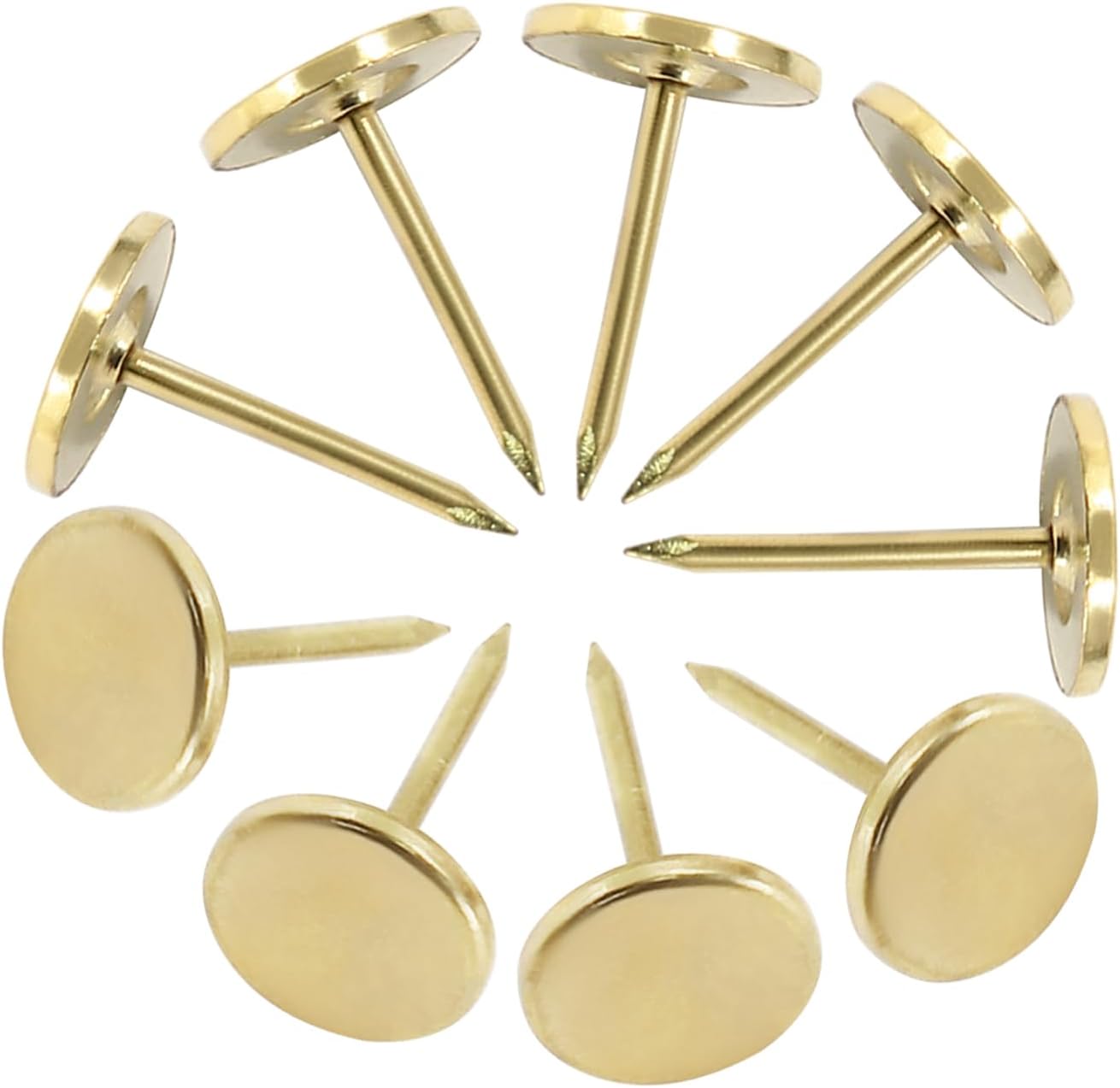 100 PCS 11mm x 17mm Gold Flat Head Thumb Tacks, Upholstery Tacks Pushpin for Furniture Decor - Image 1