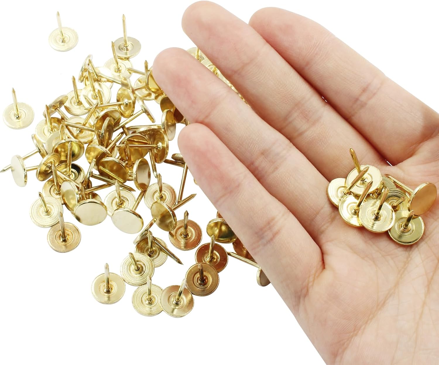 100 PCS 11mm x 17mm Gold Flat Head Thumb Tacks, Upholstery Tacks Pushpin for Furniture Decor - Image 4