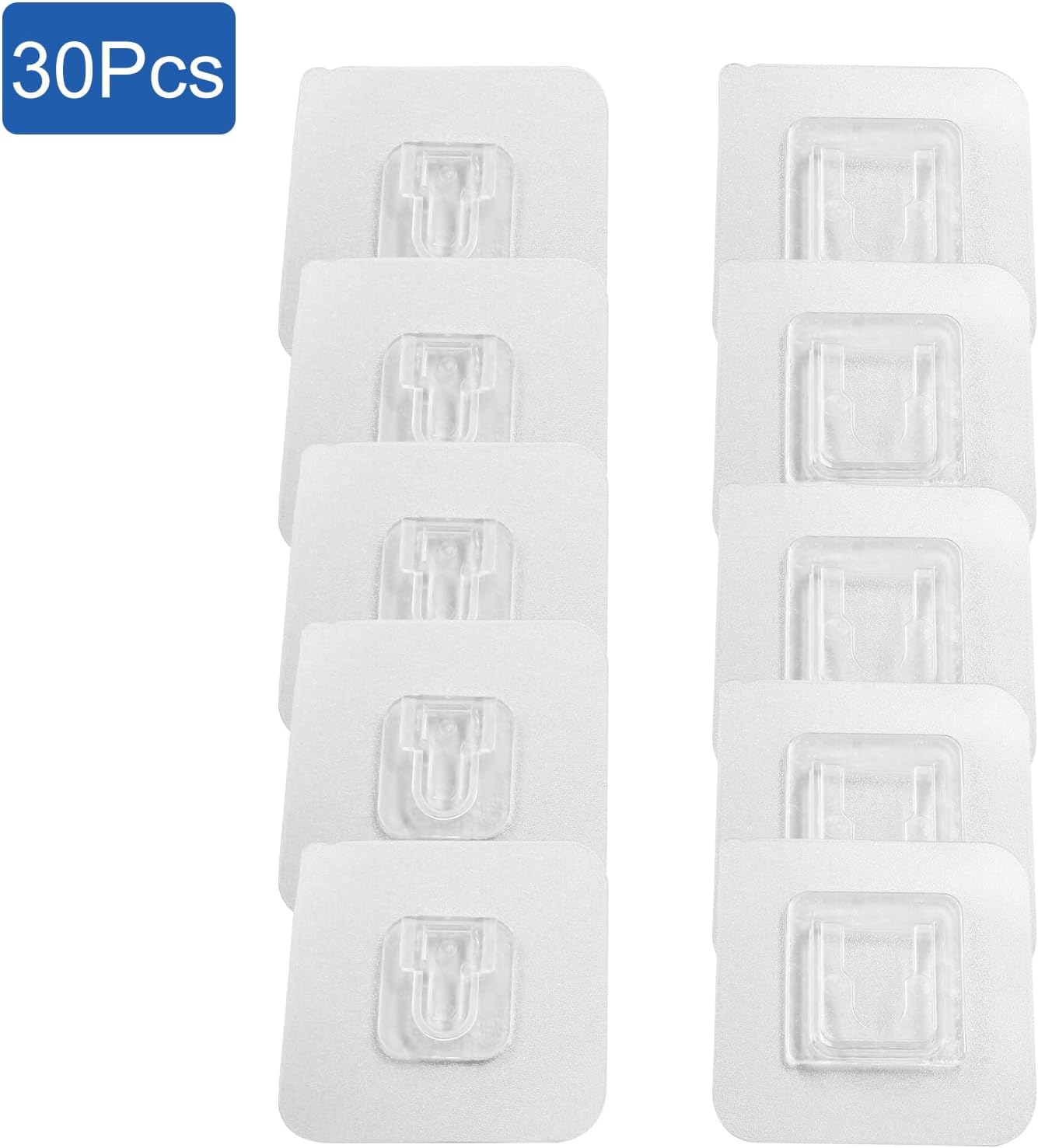 30 Pair Double Sided Adhesive Hooks Wall Adhesive Hooks Wall Hanger Holder Utility Wall Hooks for Bathroom Kitchen Office Hanging - Image 2