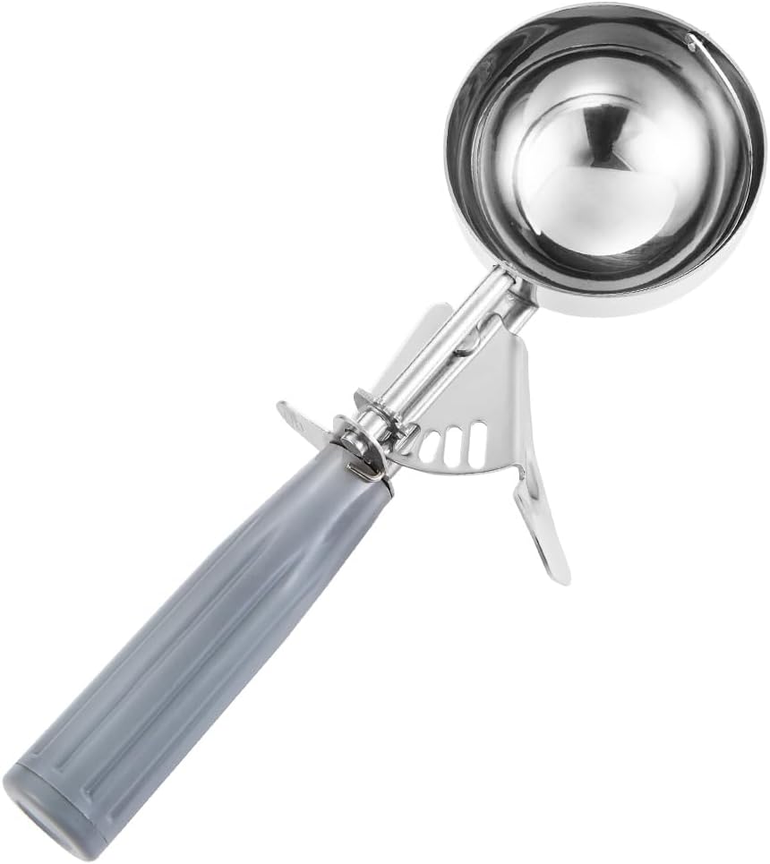 Portion Scoop - #8 (4 oz) - Disher, Large Cookie Scoop, Food Scoops, Muffin Scoops - Portion Control - 18/8 Stainless Steel, Grey Handle - Image 1