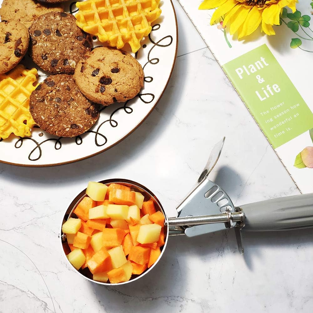 Portion Scoop - #8 (4 oz) - Disher, Large Cookie Scoop, Food Scoops, Muffin Scoops - Portion Control - 18/8 Stainless Steel, Grey Handle - Image 5