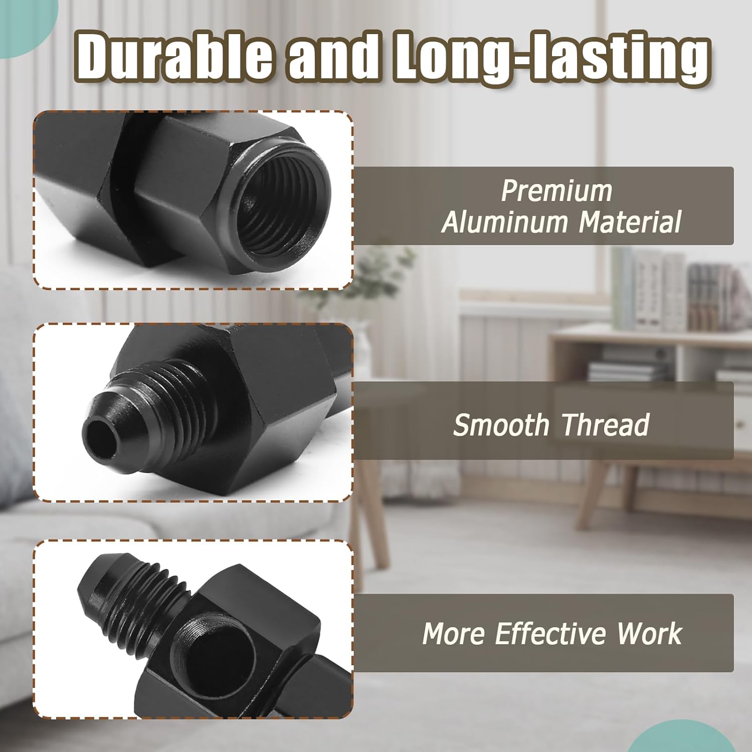 6AN Fuel Pressure Gauge Take Off Fitting Adapter, 6AN Male Flare to Female Swivel with 1/8 NPT Gauge Port Hose Adapter, Aluminum - Image 4