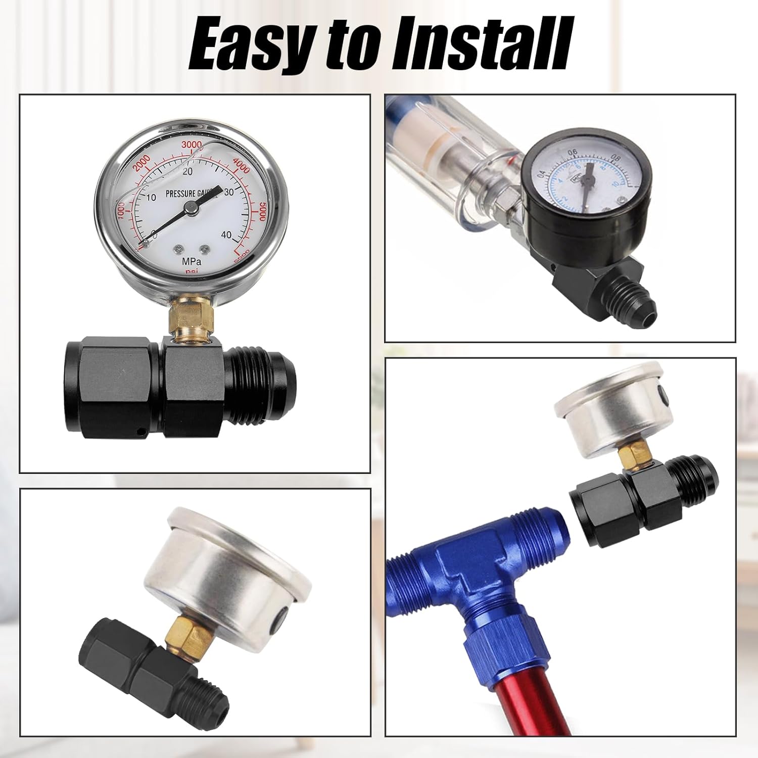 6AN Fuel Pressure Gauge Take Off Fitting Adapter, 6AN Male Flare to Female Swivel with 1/8 NPT Gauge Port Hose Adapter, Aluminum - Image 6