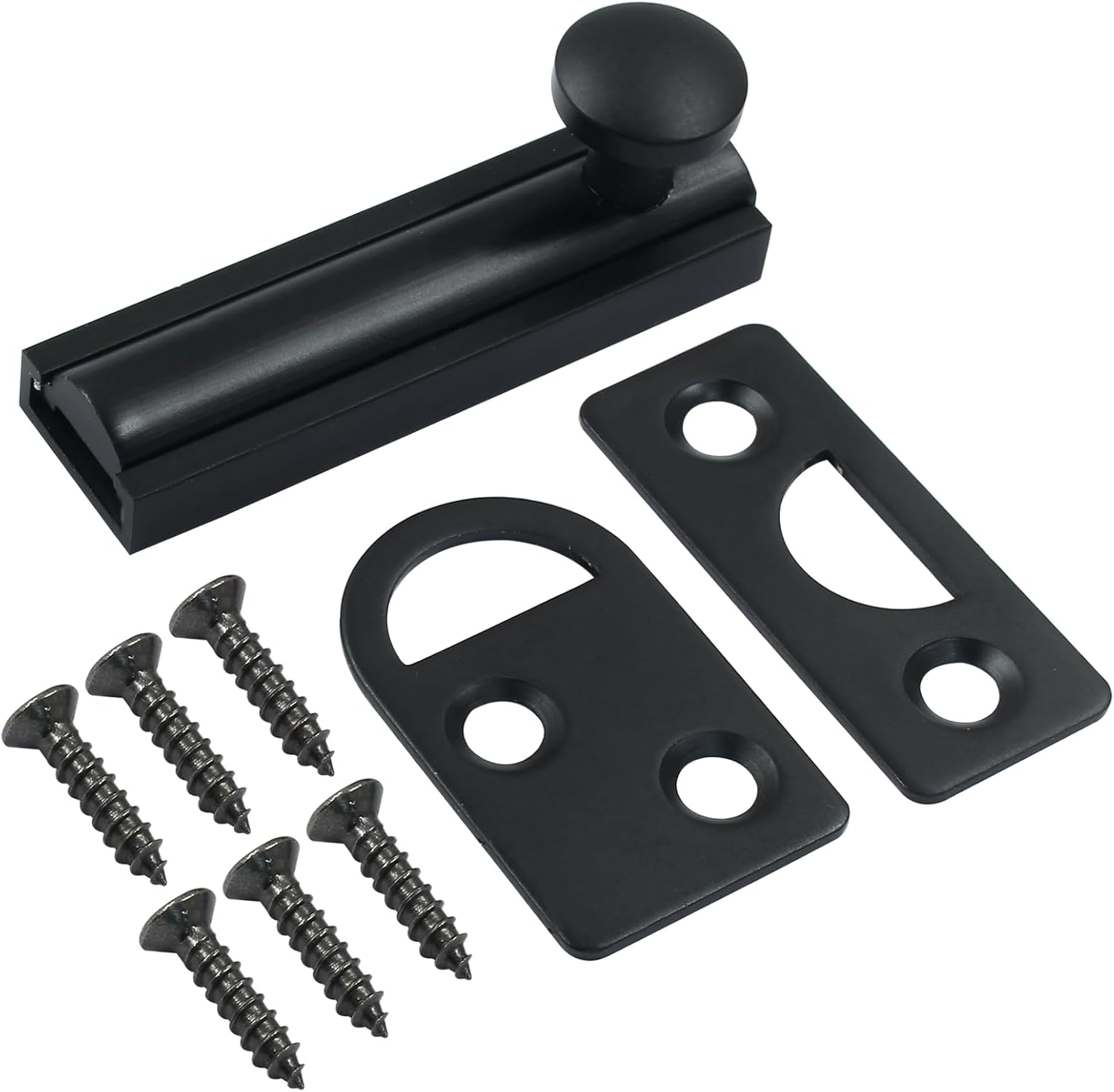 Sliding Deadbolt, Heavy Duty Solid Brass Surface Bolt, Door Slide Lock Anti Theft Security Door Latch Lock with Screws(Black,2 Inch) - Image 1
