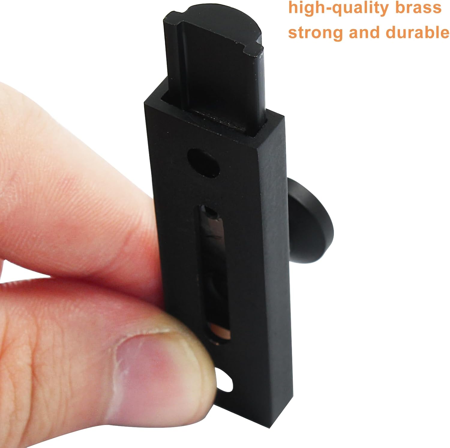 Sliding Deadbolt, Heavy Duty Solid Brass Surface Bolt, Door Slide Lock Anti Theft Security Door Latch Lock with Screws(Black,2 Inch) - Image 4