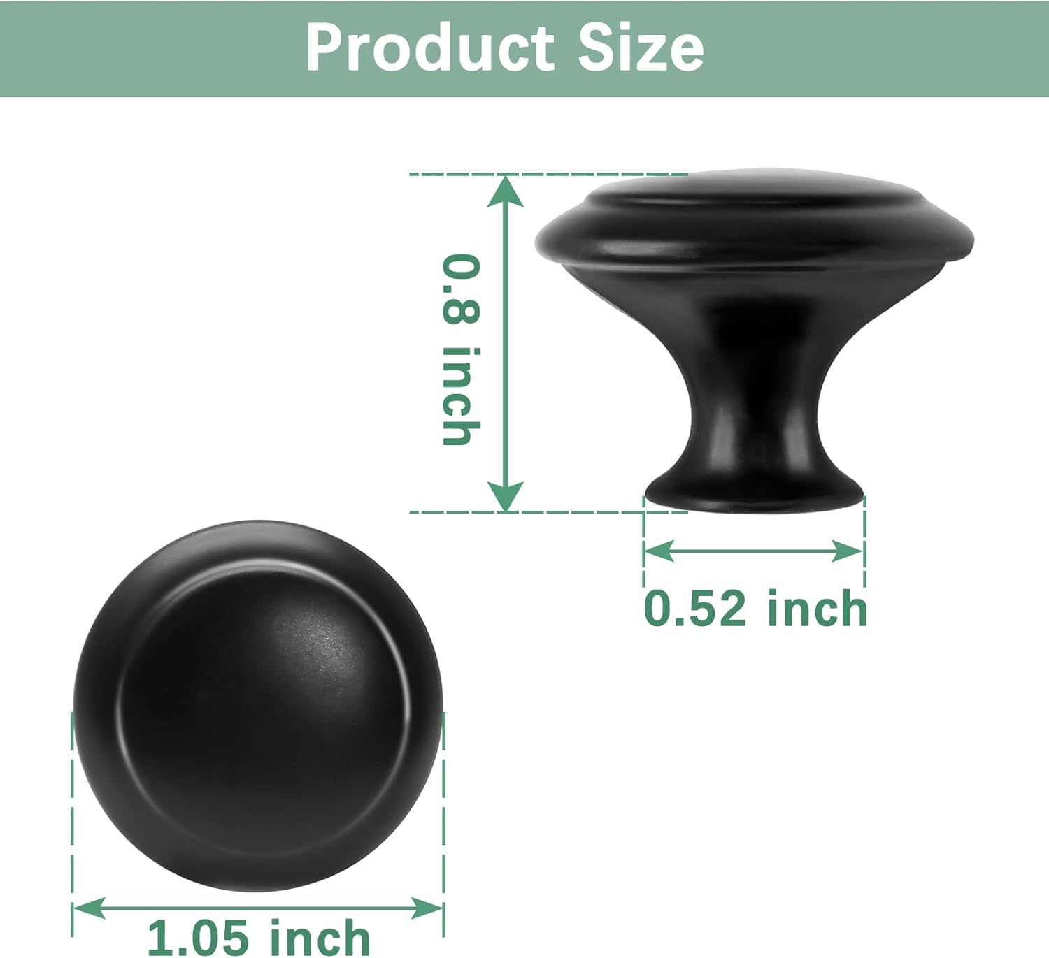 36 Pack Round Cabinet Knobs 1.05 Inch Drawer Pulls with Screws for Kitchen Cabinet Knobs Dresser and Door Handles Knob, Black - Image 3