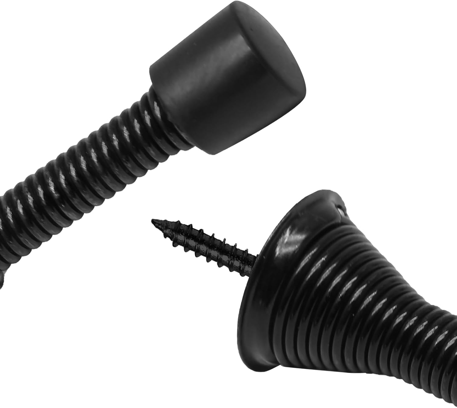 6 Pack Spring Door Stoppers with Rubber Bumper, 3 to 4 Inch Adjustable Spring Steel Door Stoppers, Flexible Wall Door Stops（Black） - Image 3