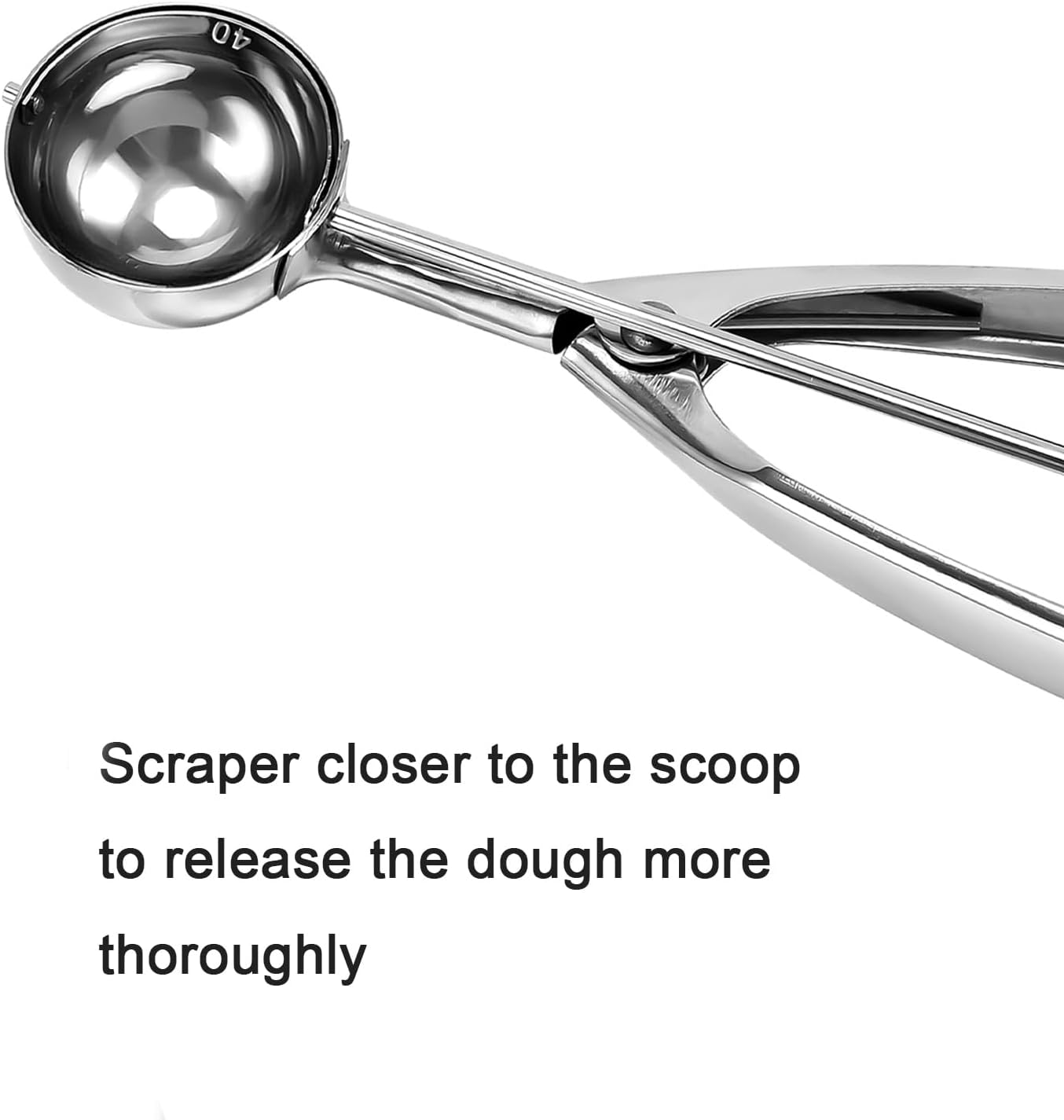 Medium Cookie Scoop, 2 Tbsp / 30ml / 1 oz, Size #40 Cookie Dough Scoop, Cookie Scoops for Baking, 1 25/32 inches / 4.5 CM Ball, 18/8 Stainless Steel, Secondary Polishing - Image 6