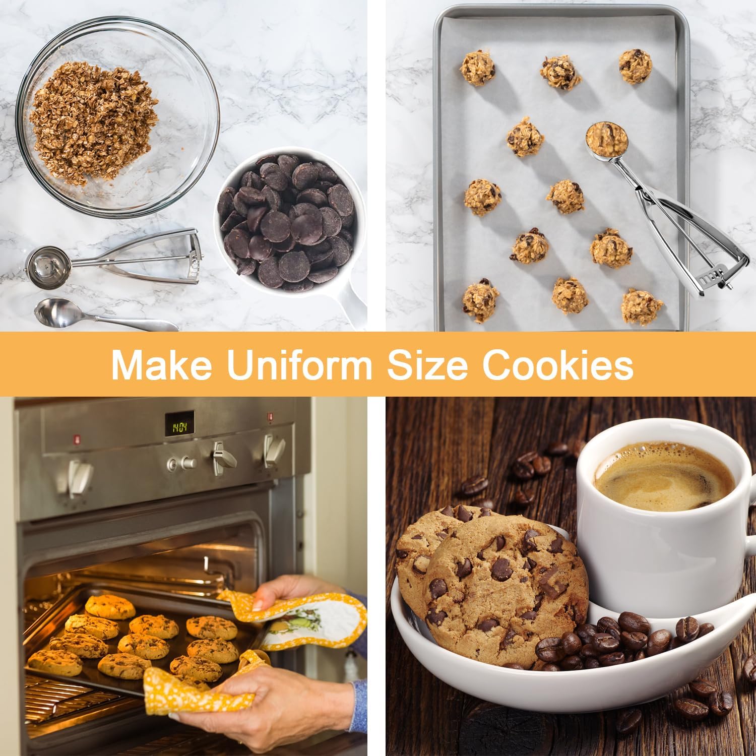 Medium Cookie Scoop, 2 Tbsp / 30ml / 1 oz, Size #40 Cookie Dough Scoop, Cookie Scoops for Baking, 1 25/32 inches / 4.5 CM Ball, 18/8 Stainless Steel, Secondary Polishing - Image 7