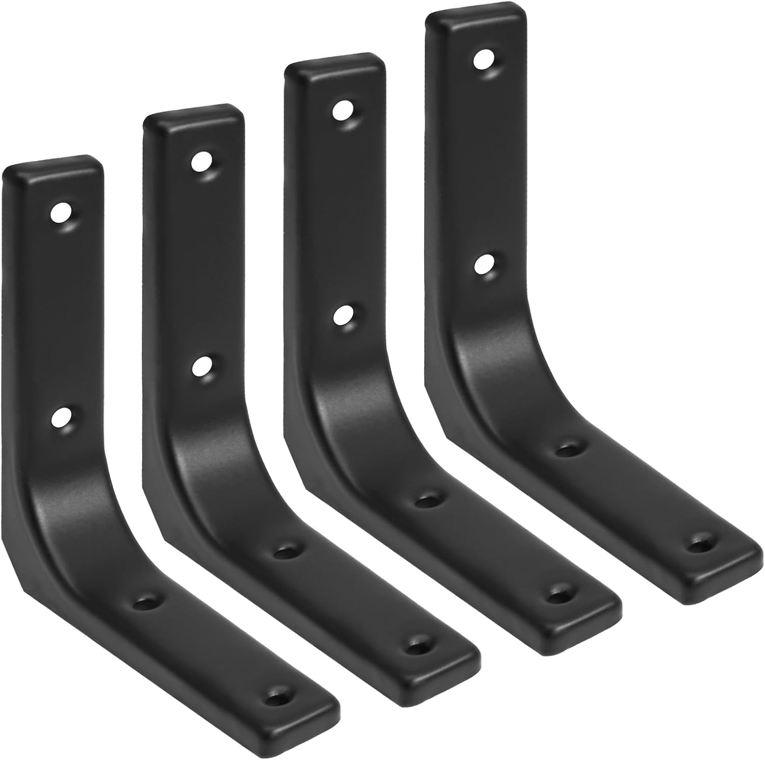4 Pack Wall Shelf Brackets, 4 x 4 Inch Heavy Duty Shelf Support Bracket, Floating Shelf Bracket L Bracket Corner Brace Support Decorative Joint Angle Bracket, Matte Black - Image 1