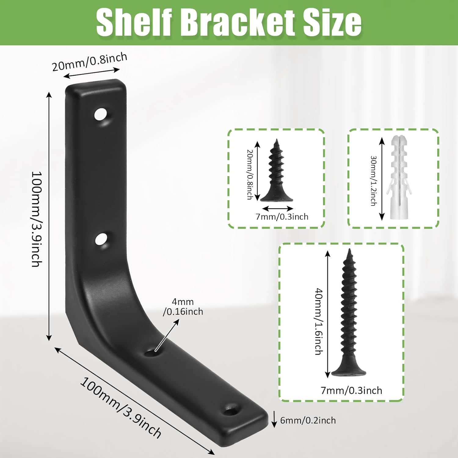 4 Pack Wall Shelf Brackets, 4 x 4 Inch Heavy Duty Shelf Support Bracket, Floating Shelf Bracket L Bracket Corner Brace Support Decorative Joint Angle Bracket, Matte Black - Image 3