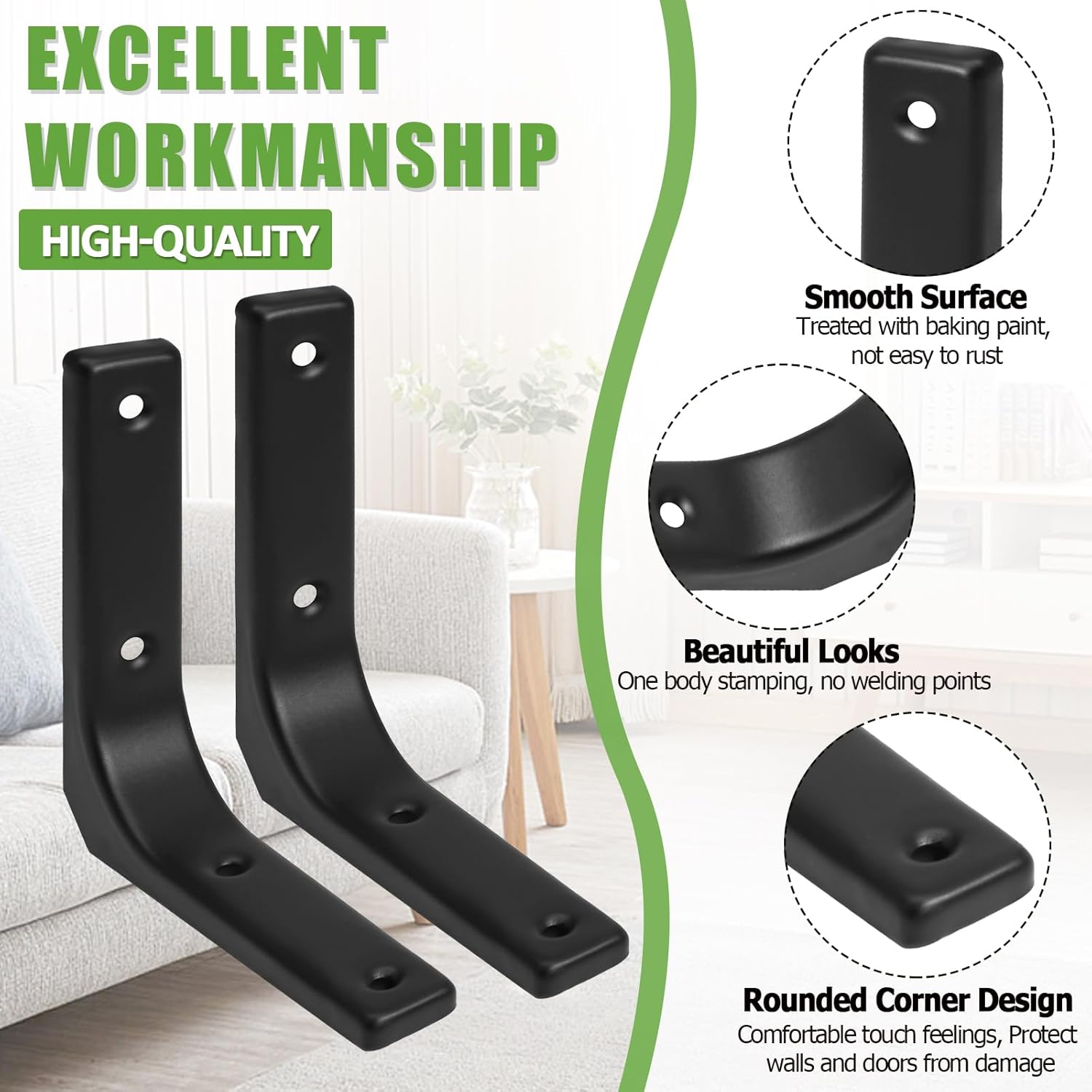 4 Pack Wall Shelf Brackets, 4 x 4 Inch Heavy Duty Shelf Support Bracket, Floating Shelf Bracket L Bracket Corner Brace Support Decorative Joint Angle Bracket, Matte Black - Image 4