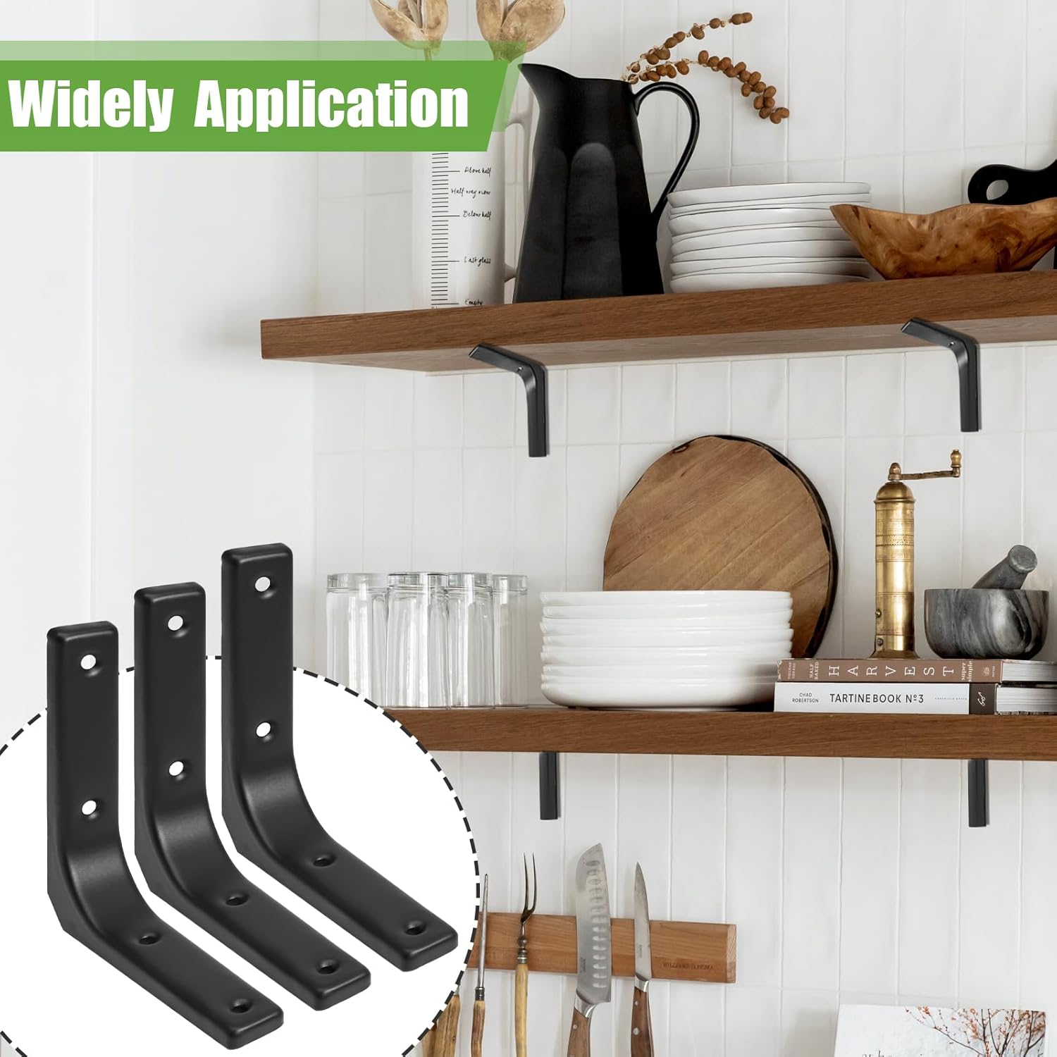 4 Pack Wall Shelf Brackets, 4 x 4 Inch Heavy Duty Shelf Support Bracket, Floating Shelf Bracket L Bracket Corner Brace Support Decorative Joint Angle Bracket, Matte Black - Image 7
