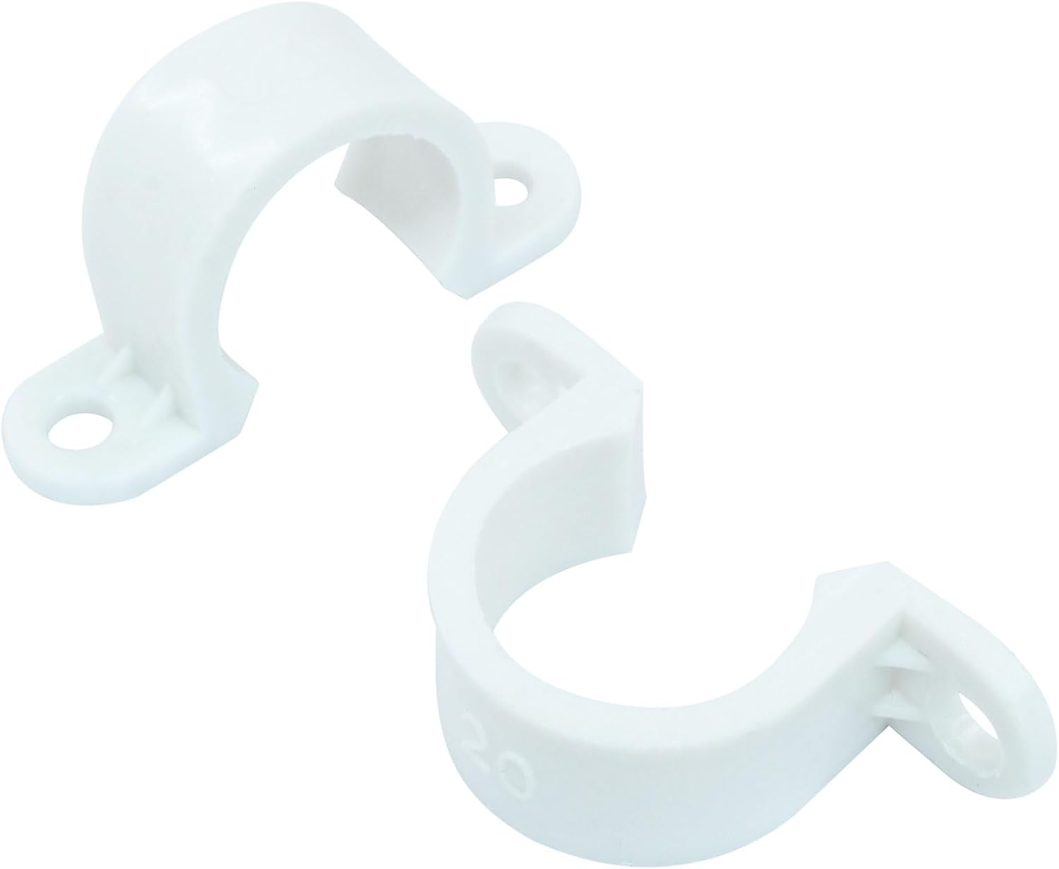 100Pcs 1/2 Inch PVC Pipe Clamps, 2 Hole Pipe Strap Plastic Conduit Clamp Conduit Clips for PVC Pipes Conduit Cables Hose, White - Image 1