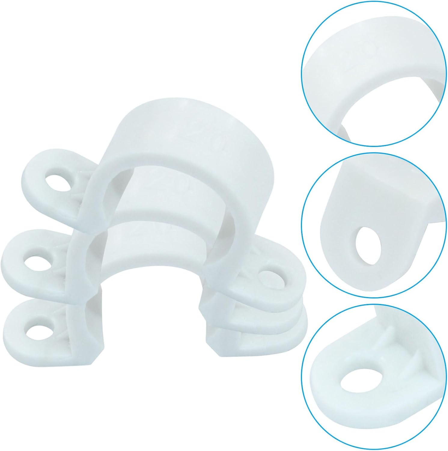100Pcs 1/2 Inch PVC Pipe Clamps, 2 Hole Pipe Strap Plastic Conduit Clamp Conduit Clips for PVC Pipes Conduit Cables Hose, White - Image 4