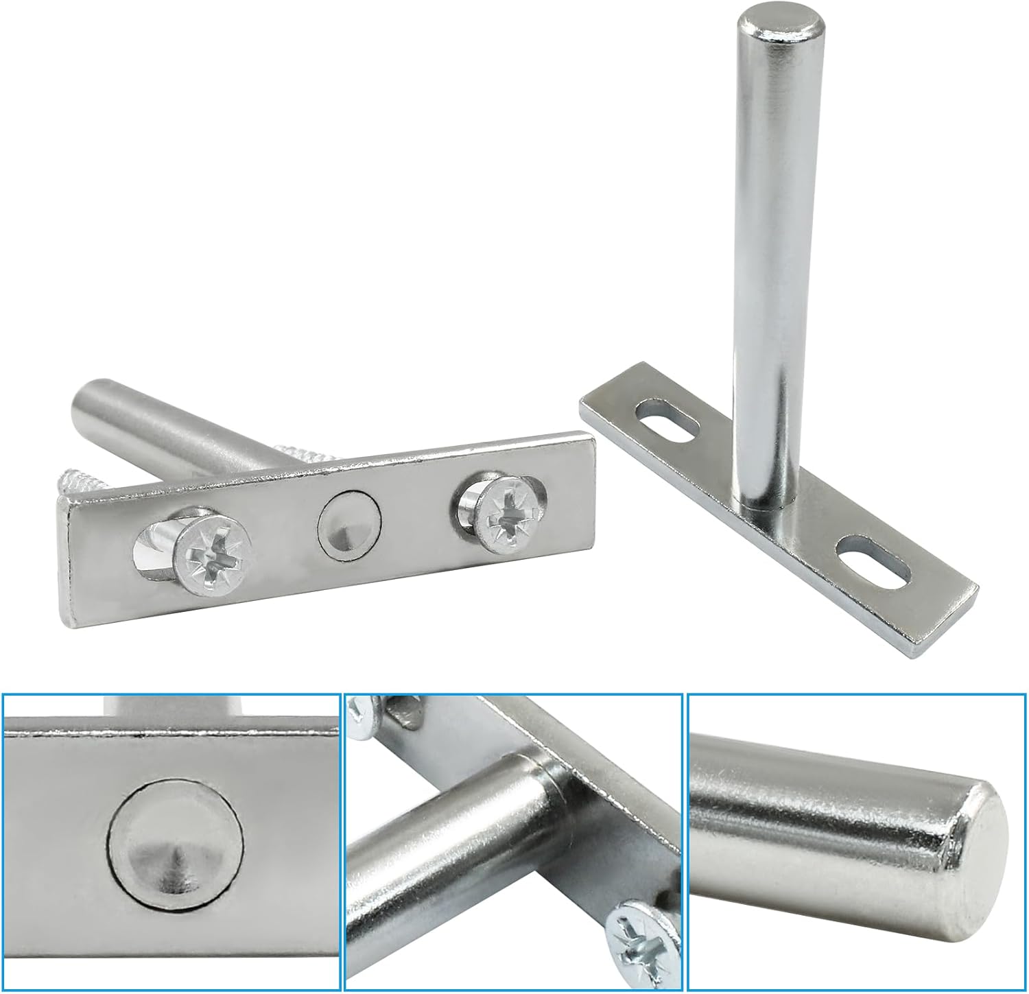 4 Pcs Hidden Floating Shelf Brackets, 3 Inch, Silver, Steel, Wall Mount, Screws and Wall Plugs Included - Image 4