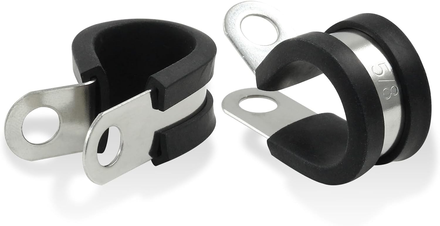 20 PCS 5/8 Inch Cable Clamp 304 Stainless Steel Pipe Clamp, Rubber Cushioned Insulated - Image 2