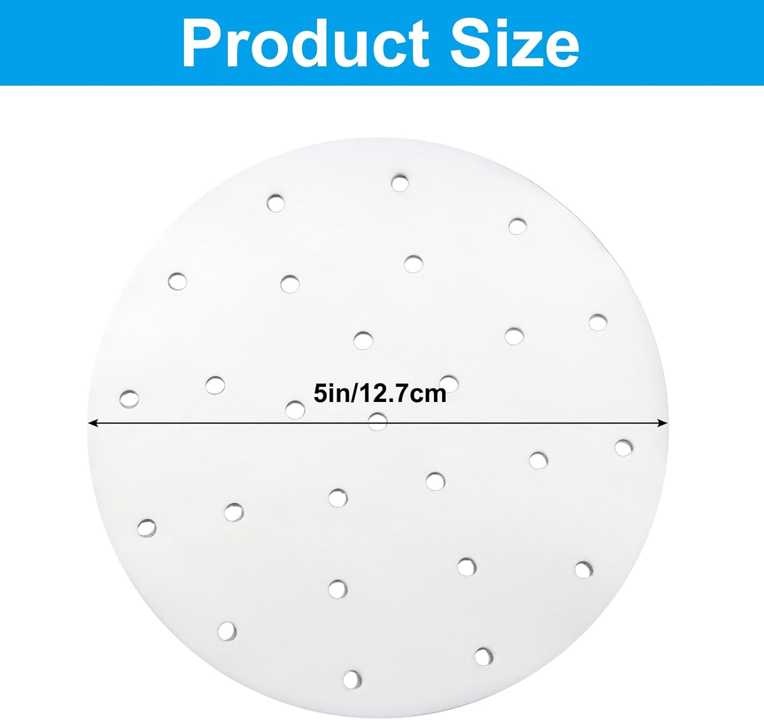 200 Pack Round Air Fryer Parchment Paper, 5 Inch Disposable Dumpling Steam Paper Perforated Bamboo Steamer Liners, Air Fryer Liner for Airfryer, Steaming Basket and Mores - Image 2