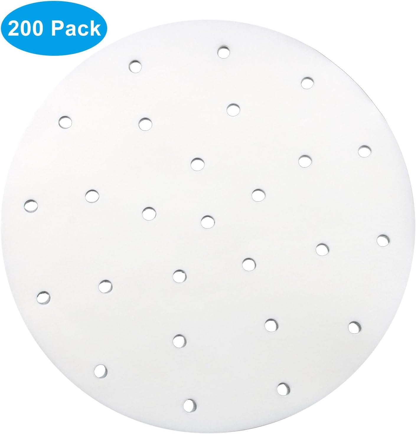 200 Pack Round Air Fryer Parchment Paper, 5 Inch Disposable Dumpling Steam Paper Perforated Bamboo Steamer Liners, Air Fryer Liner for Airfryer, Steaming Basket and Mores - Image 3