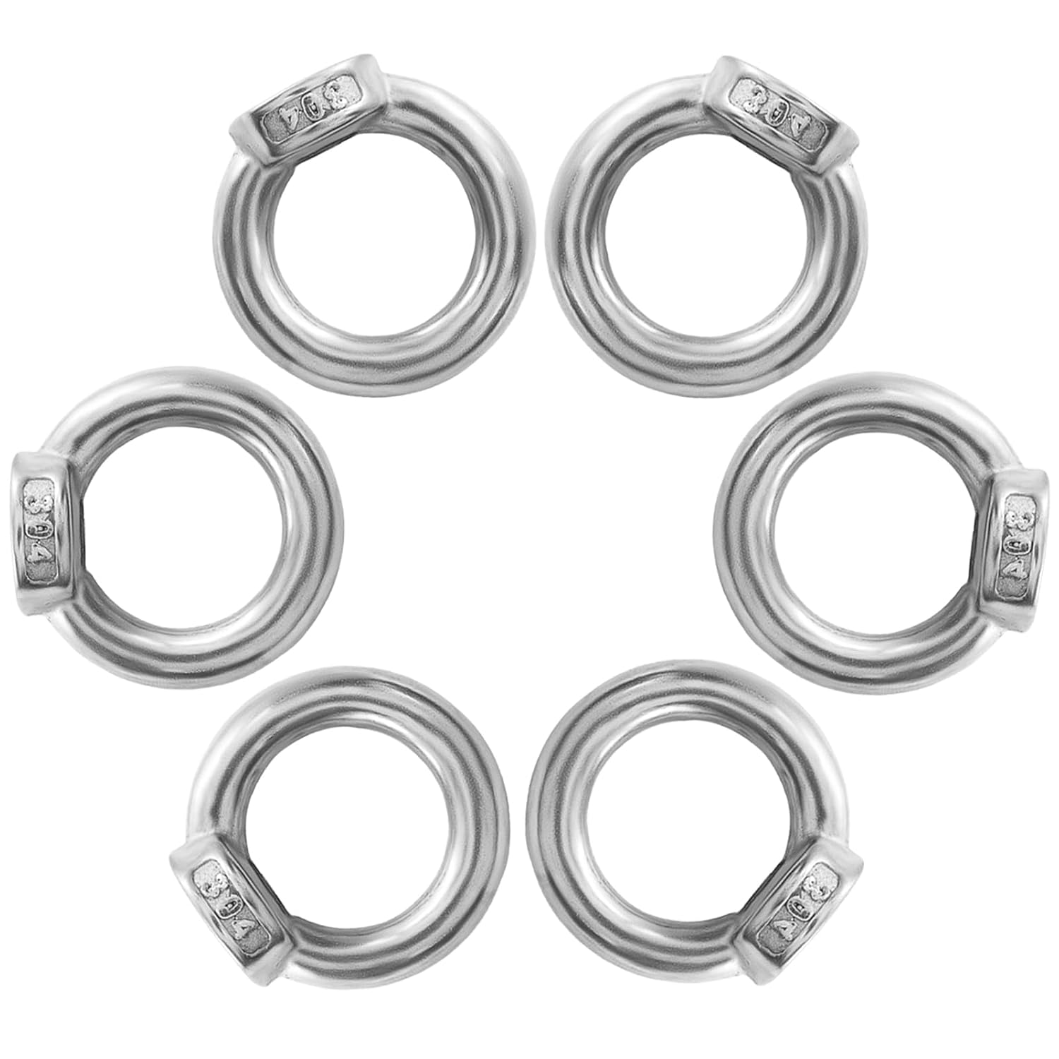 6 Pcs M10 304 Stainless Steel Lifting Eye Nut, 3/8