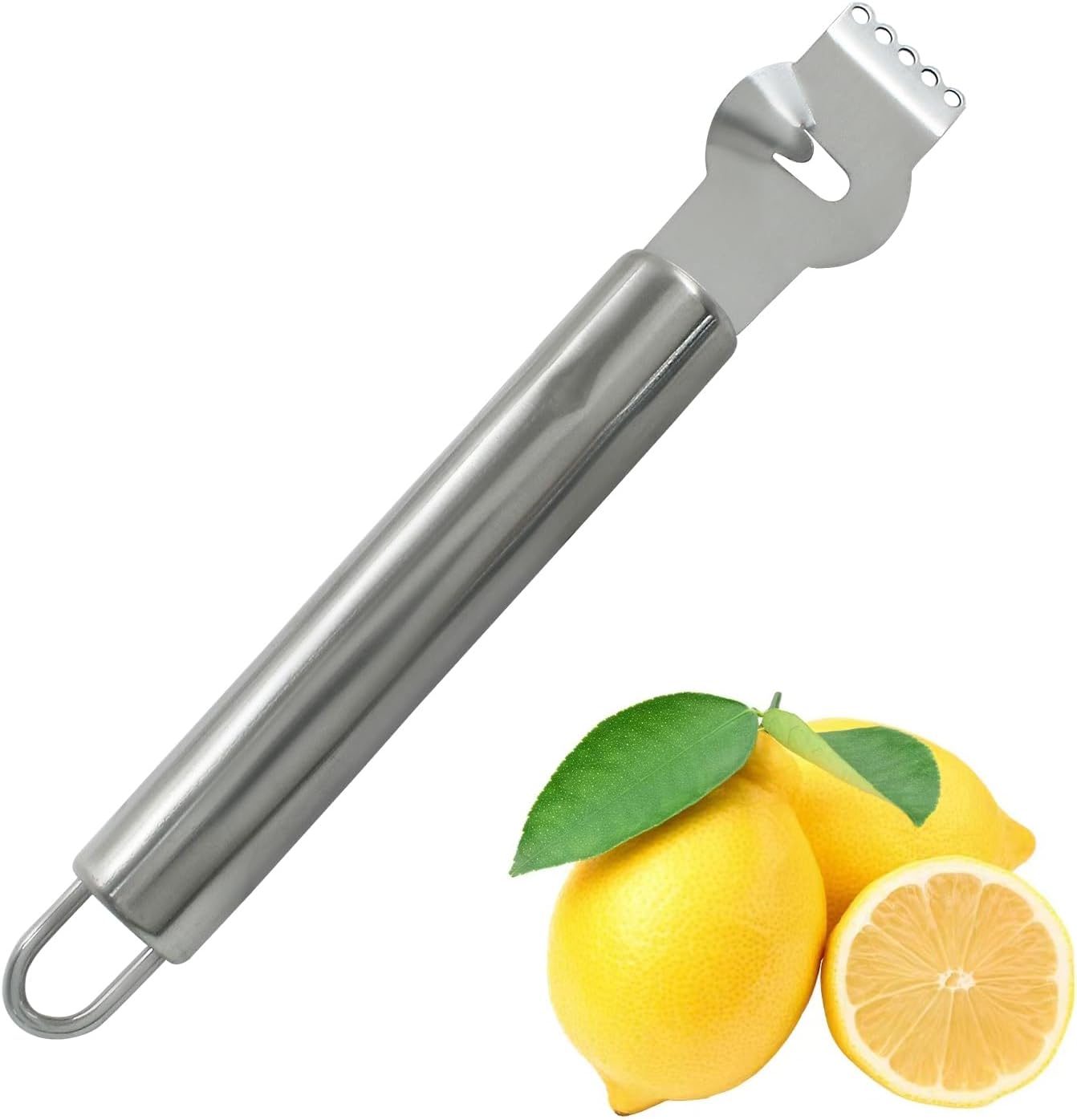 Lemon Zester Grater Stainless Steel Lemon Zester Tool with Channel Knife Orange Citrus Fruit Peeler - Image 1