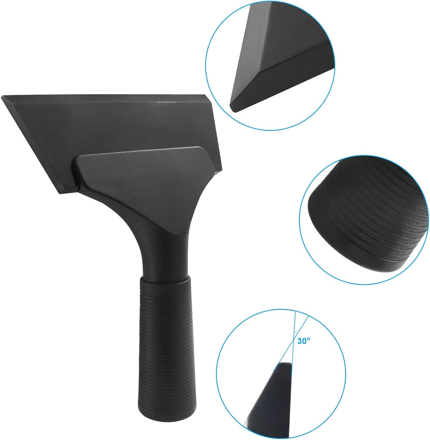 Small Squeegee 5 inch Rubber Window Tint Windshield Scraper, Non-Slip Handle Glass Cleaner for Car Glass Mirror Shower Door/Bathroom Cleaning(Pure Black, 1 Pack) - Image 4