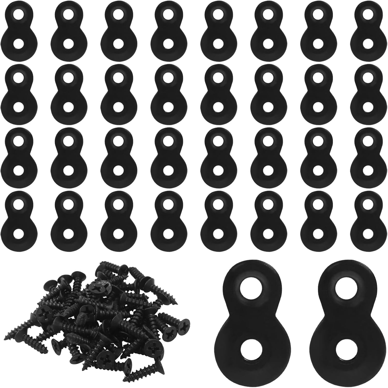 30 Pack Heavy Duty Figure 8 Fastener Clips, Solid Steel Fasteners Screws Heavy Duty Clips, Durable Table Top Connector for Desk Assembly/DIY Enthusiasts/Home(Black) - Image 1