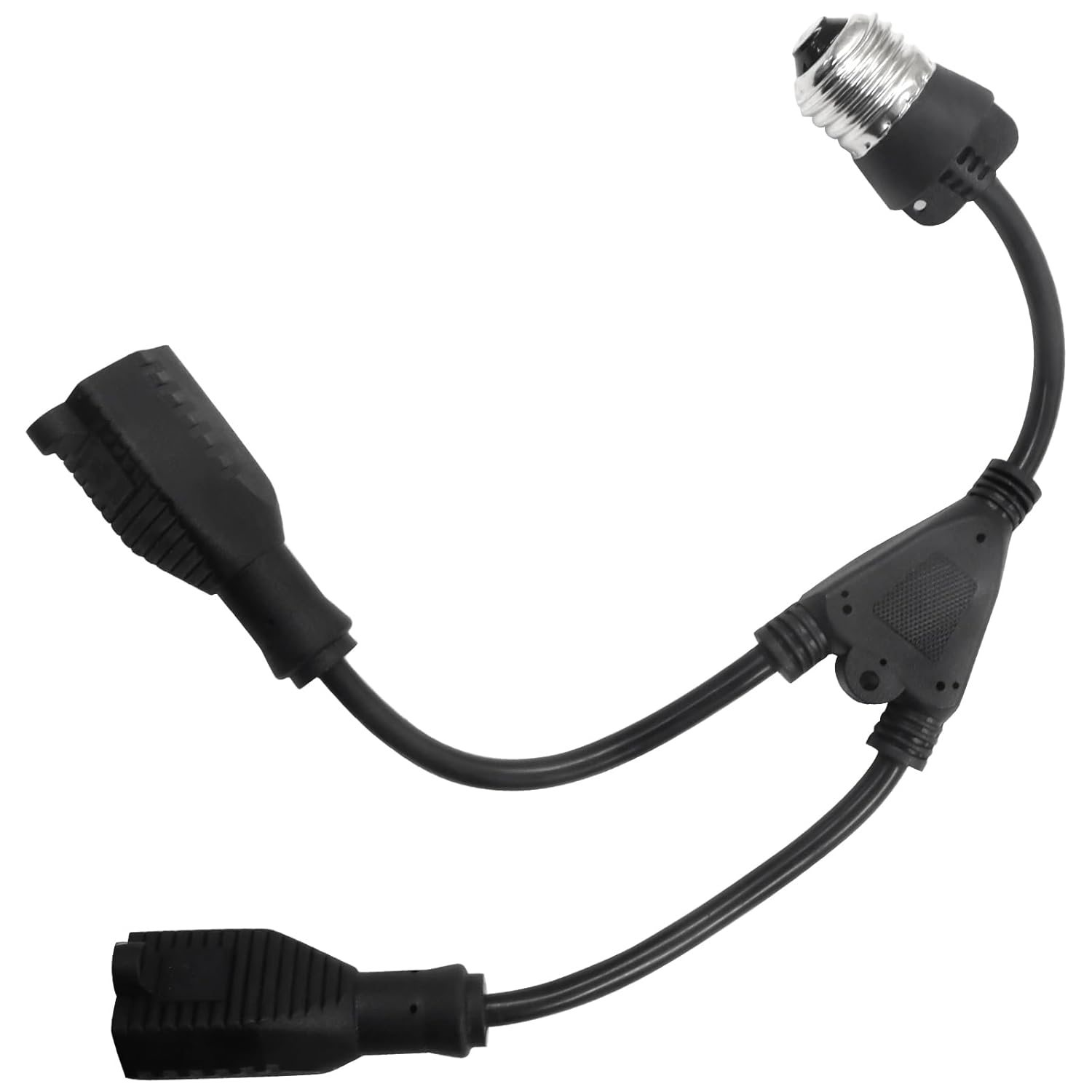 2 in 1 Light Socket Adapter, Convert E26/E27 Bulb Socket to 2 Pieces 3 Prong Outlet for Porch Patio Garage Use(Black, 1 Pack) - Image 1