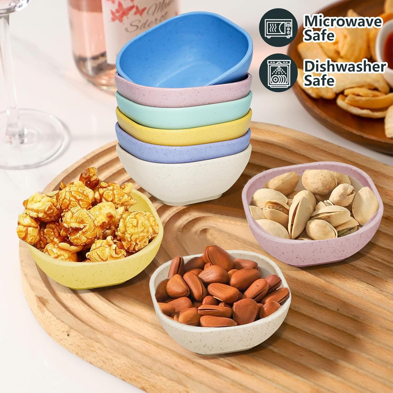 6 Pack Small Plastic Bowls 4.5 OZ Unbreakable Wheat Straw Dipping Bowls，plastic ramekins, Assorted Colors Dipping Sauce Cups, dip cups， Dessert, Ketchup - Image 8