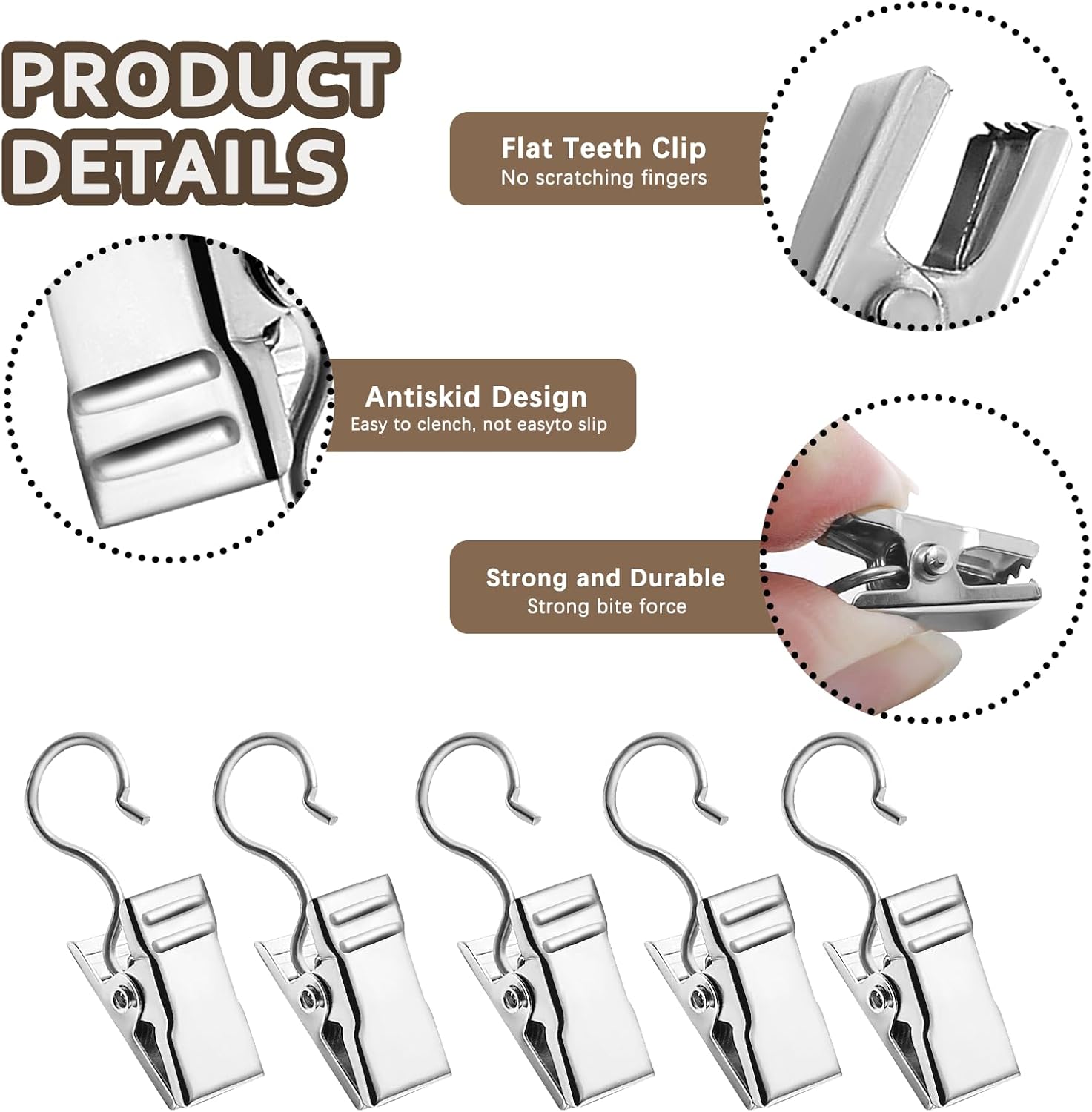 Small Hanging Clip for Curtains - 100 Pack Camper Awning Lights Clips with Light Hanger Hooks, Best for Camp Tent Photo Display Indoor Outdoor Decoration（Silver） - Image 3
