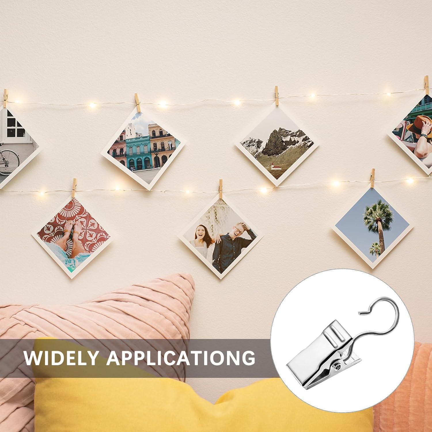 Small Hanging Clip for Curtains - 100 Pack Camper Awning Lights Clips with Light Hanger Hooks, Best for Camp Tent Photo Display Indoor Outdoor Decoration（Silver） - Image 7