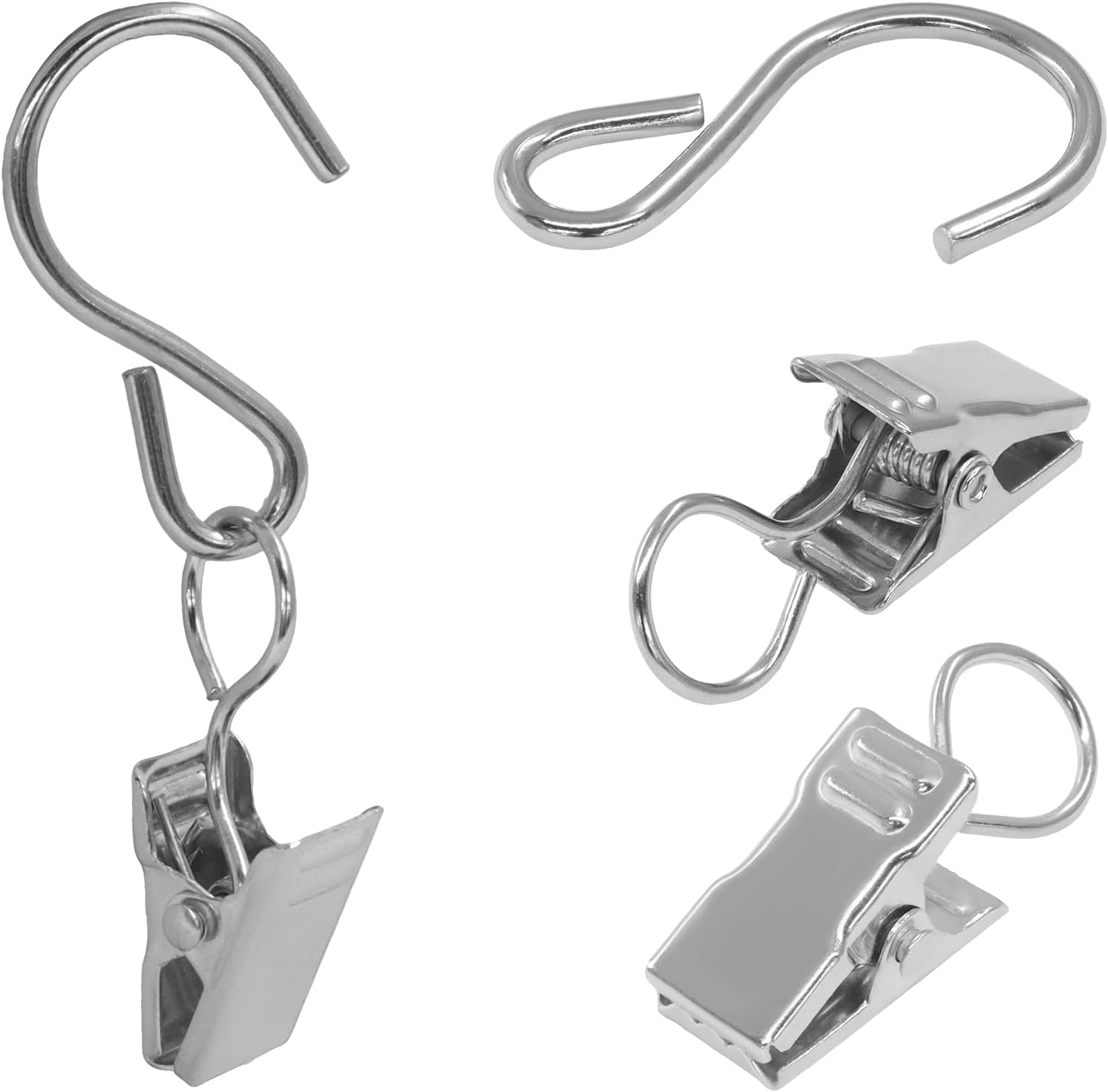 50 Pack Stainless Steel S Hooks Curtain Clips, Hanging Hangers Party Lights Clips, 2.4 Inch Silver Art Craft Display for Home Decor/Party Planners/Garden - Image 5