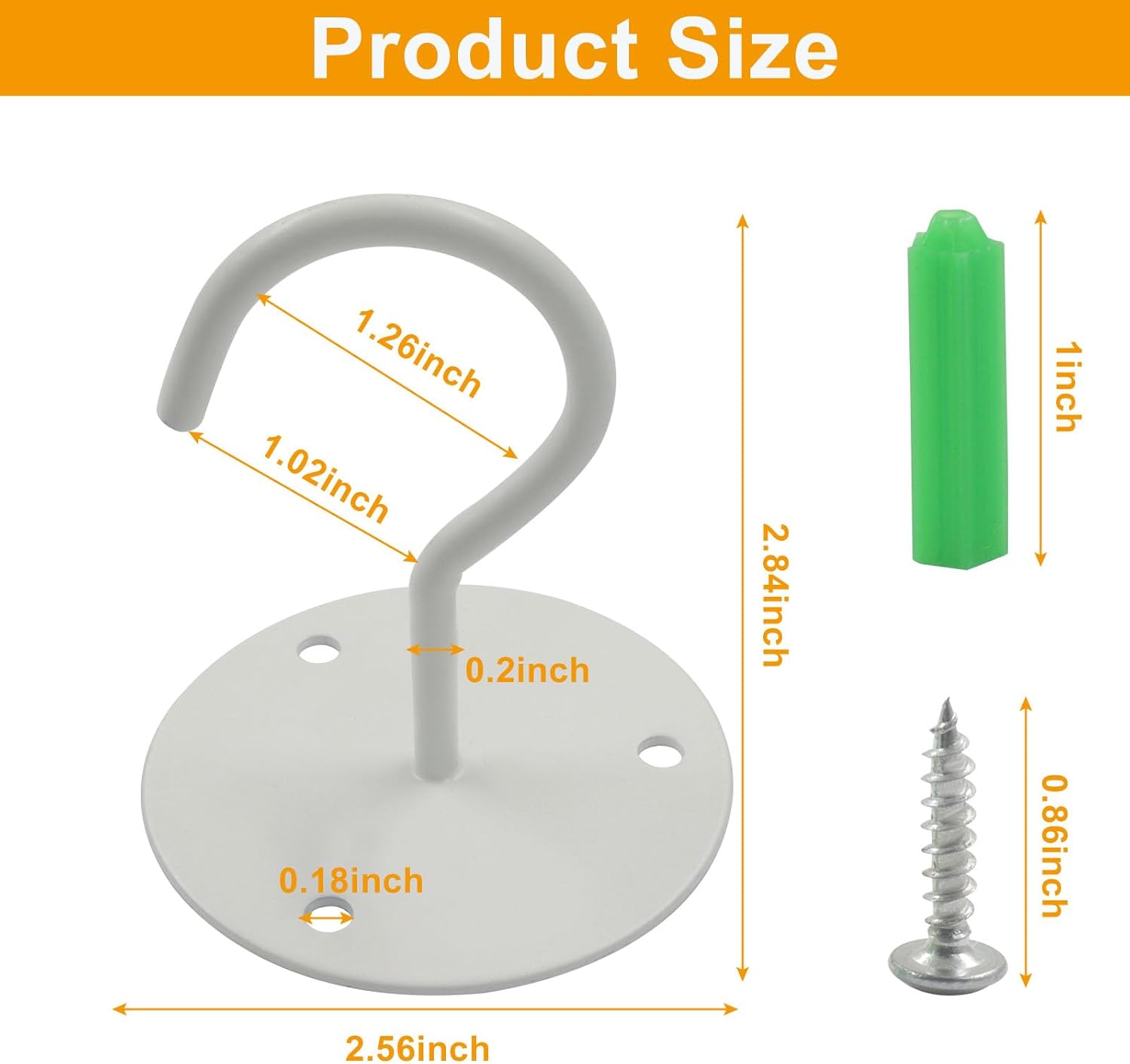 3 Pack Heavy Duty Ceiling Hooks, Metal Wall Mounted Hangers for Indoor Outdoor Bird Feeders Planters, Hanging Plants(White) - Image 3