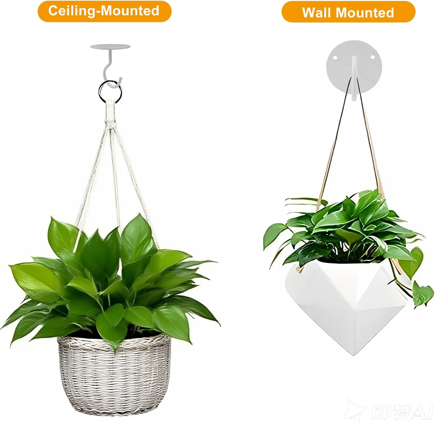 3 Pack Heavy Duty Ceiling Hooks, Metal Wall Mounted Hangers for Indoor Outdoor Bird Feeders Planters, Hanging Plants(White) - Image 4