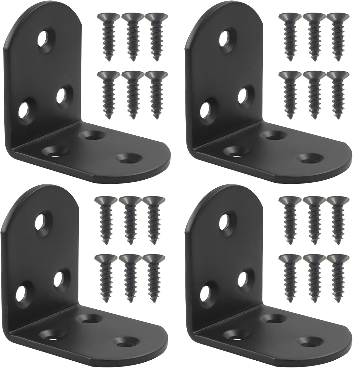 4 Pack Heavy Duty Floating Shelf Bracket, 1.97x1.97x1.5in, Stainless Steel Corner Brace 90 Degree, Durable Angle L Brackets for Furniture/Beds, Sofas, Tables, and Chairs, 50mm x 50mm, Black - Image 1