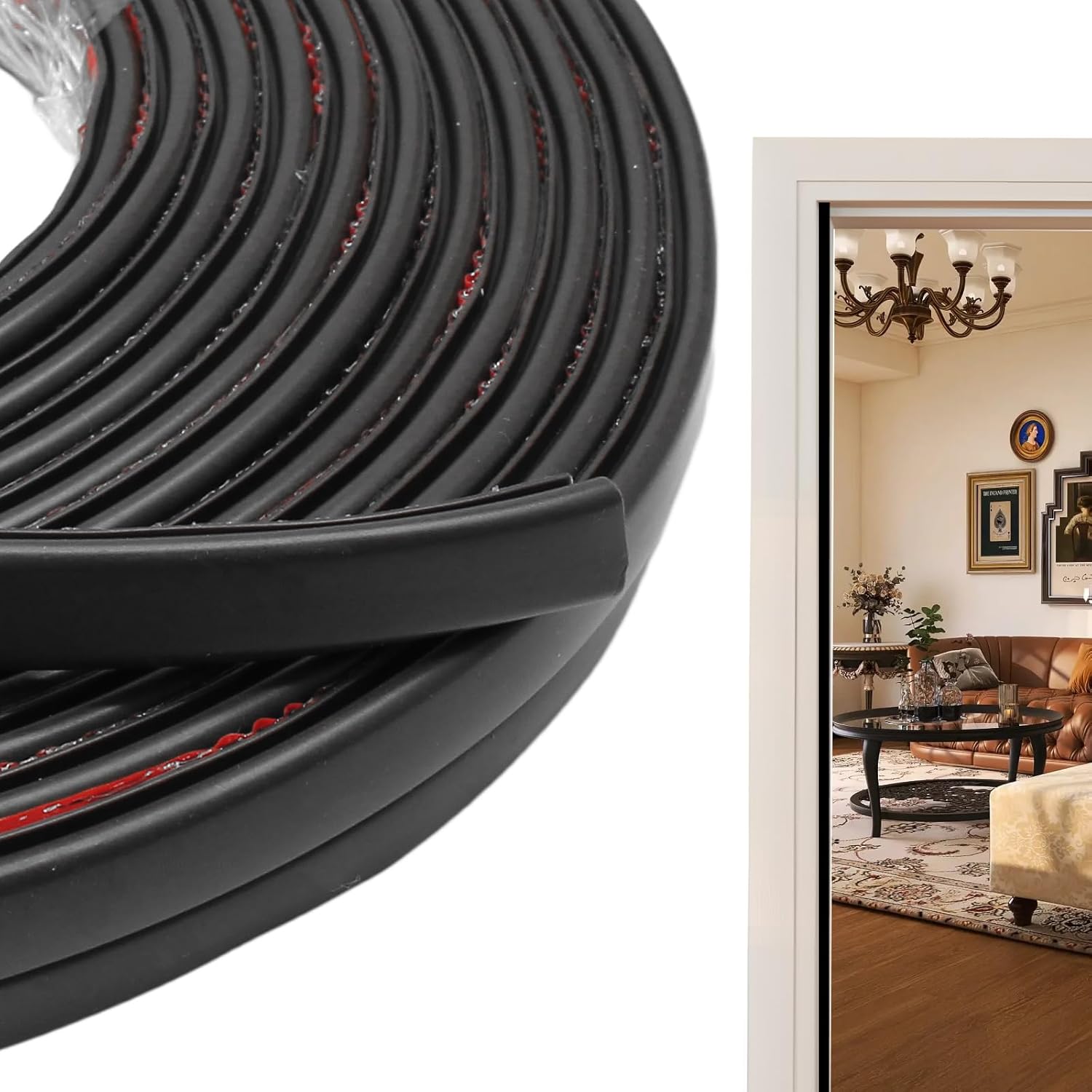 40 FT Rubber Weather Stripping Door Seal Strip Self-Adhesive D-Shape Door Weatherstripping Sealers for Doors Windows, Easy Cut to Size, Black - Image 3
