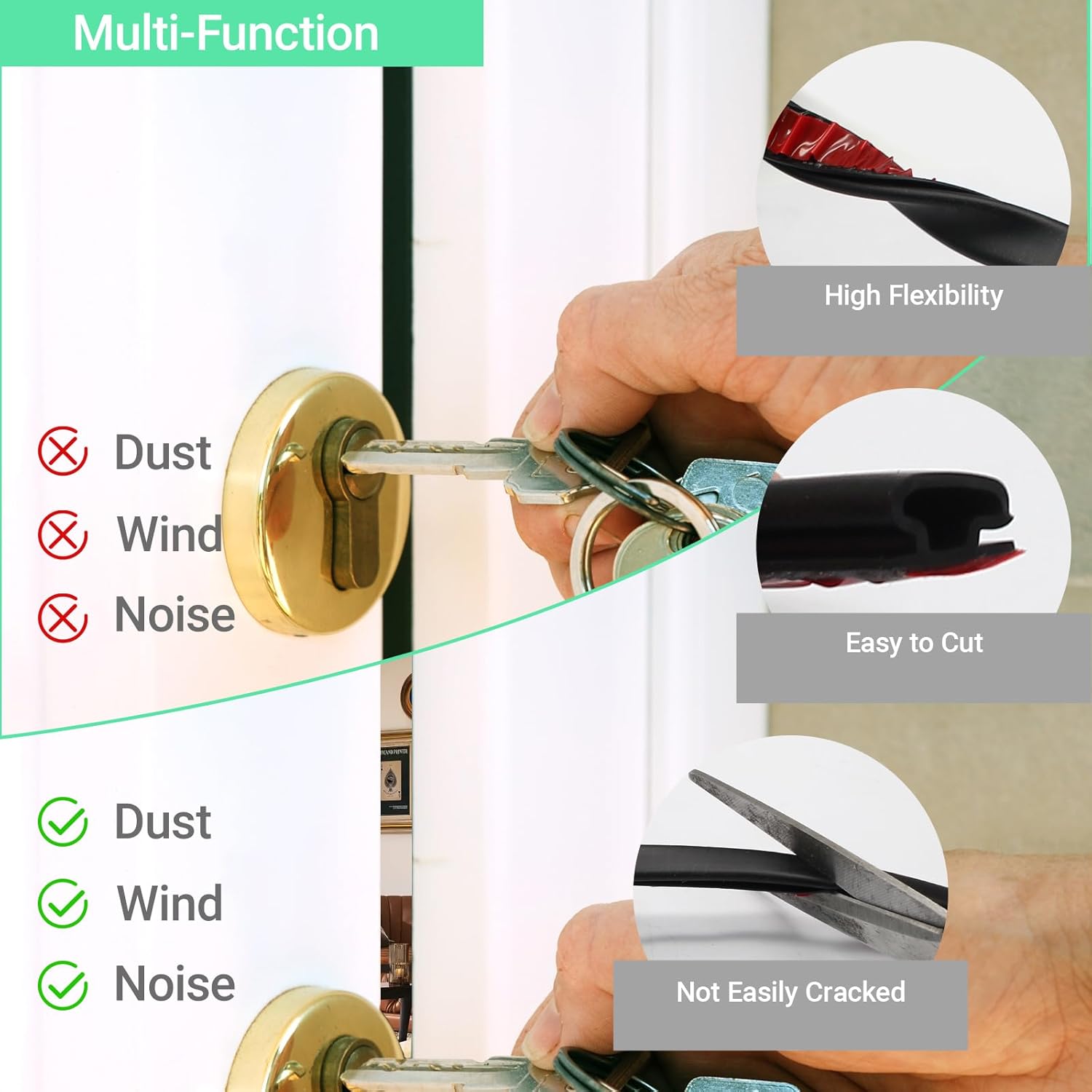 40 FT Rubber Weather Stripping Door Seal Strip Self-Adhesive D-Shape Door Weatherstripping Sealers for Doors Windows, Easy Cut to Size, Black - Image 5