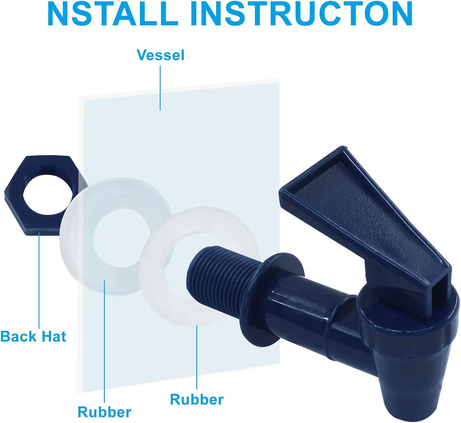 4 Pcs Replacement Cooler Faucet, BPA Free Water Dispenser Tap Reusable Spigot Spout, Beverage Lever Pour Dispenser Valve for Water Jug/Ceramic Crock(Dark Blue) - Image 4