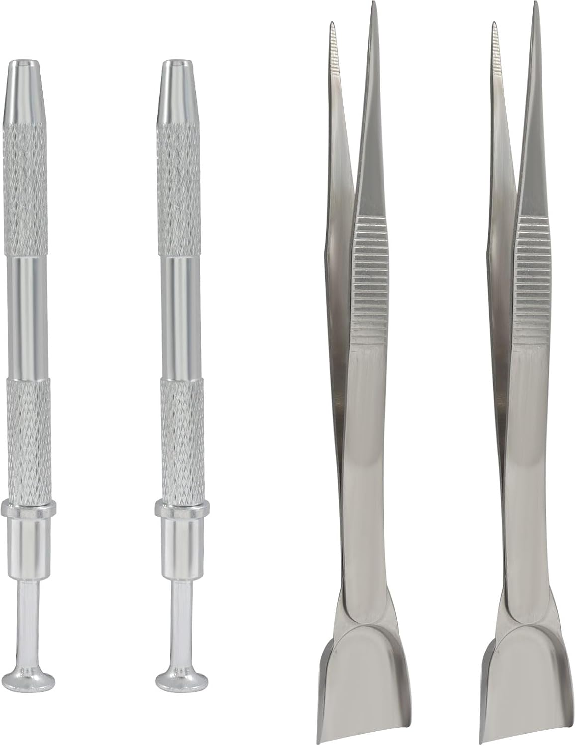 4 Pack Aluminum Alloy Cake Decorating Tools Set, Pearl Sprinkles Pen Pearl Grabber 4 Claws Stainless Steel Cake Tweezers, Pearl Sprinkle Spoon with Shovel Head for Cake Decorating/Bakers - Image 1