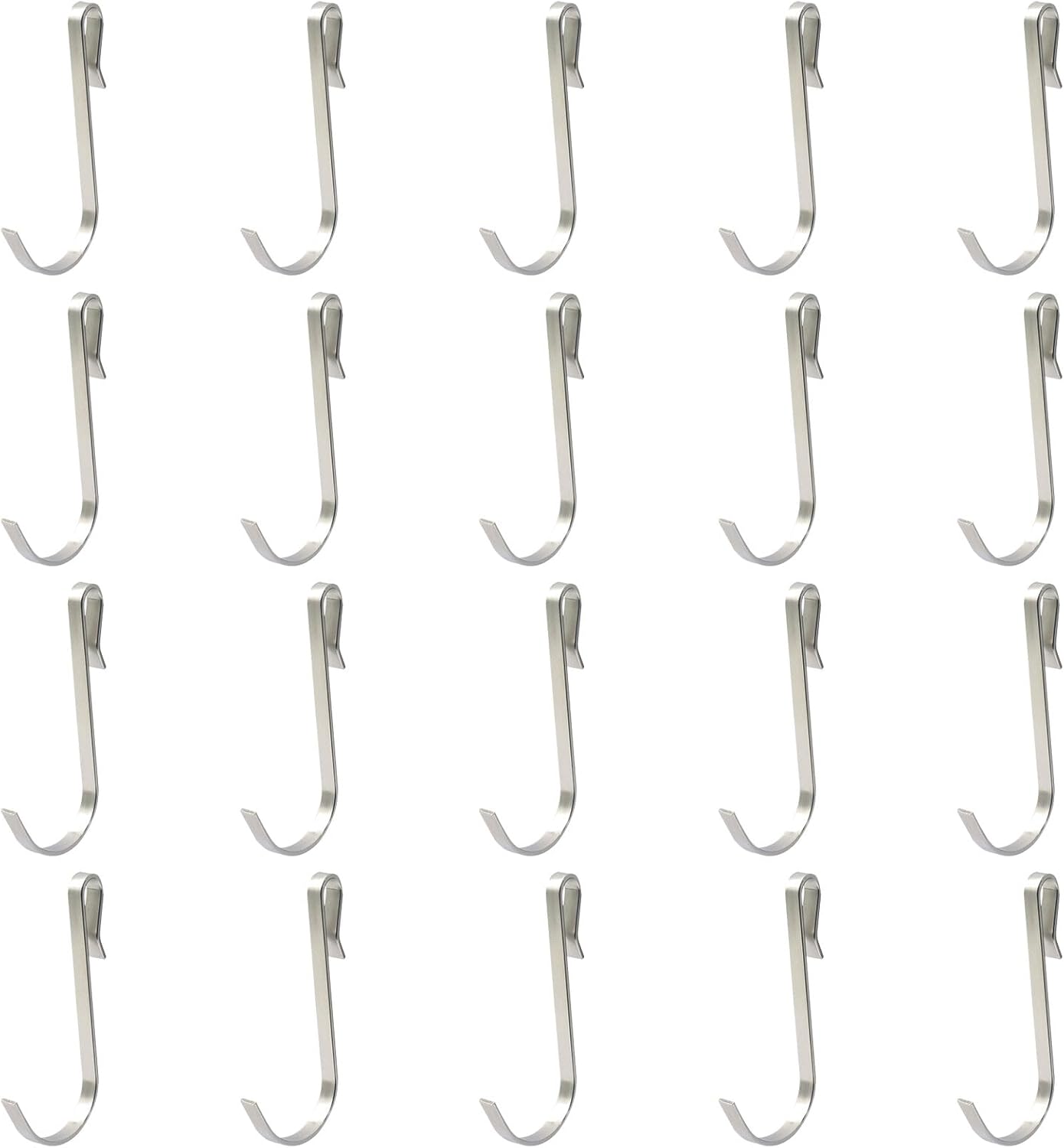 20 Pack J Shaped Clip-on Hook, Stainless Steel Wire Rack Clip-on Hanger, Hanging Sink Grid Shelf for Kitchen/Bedroom/Office (Silver) - Image 1