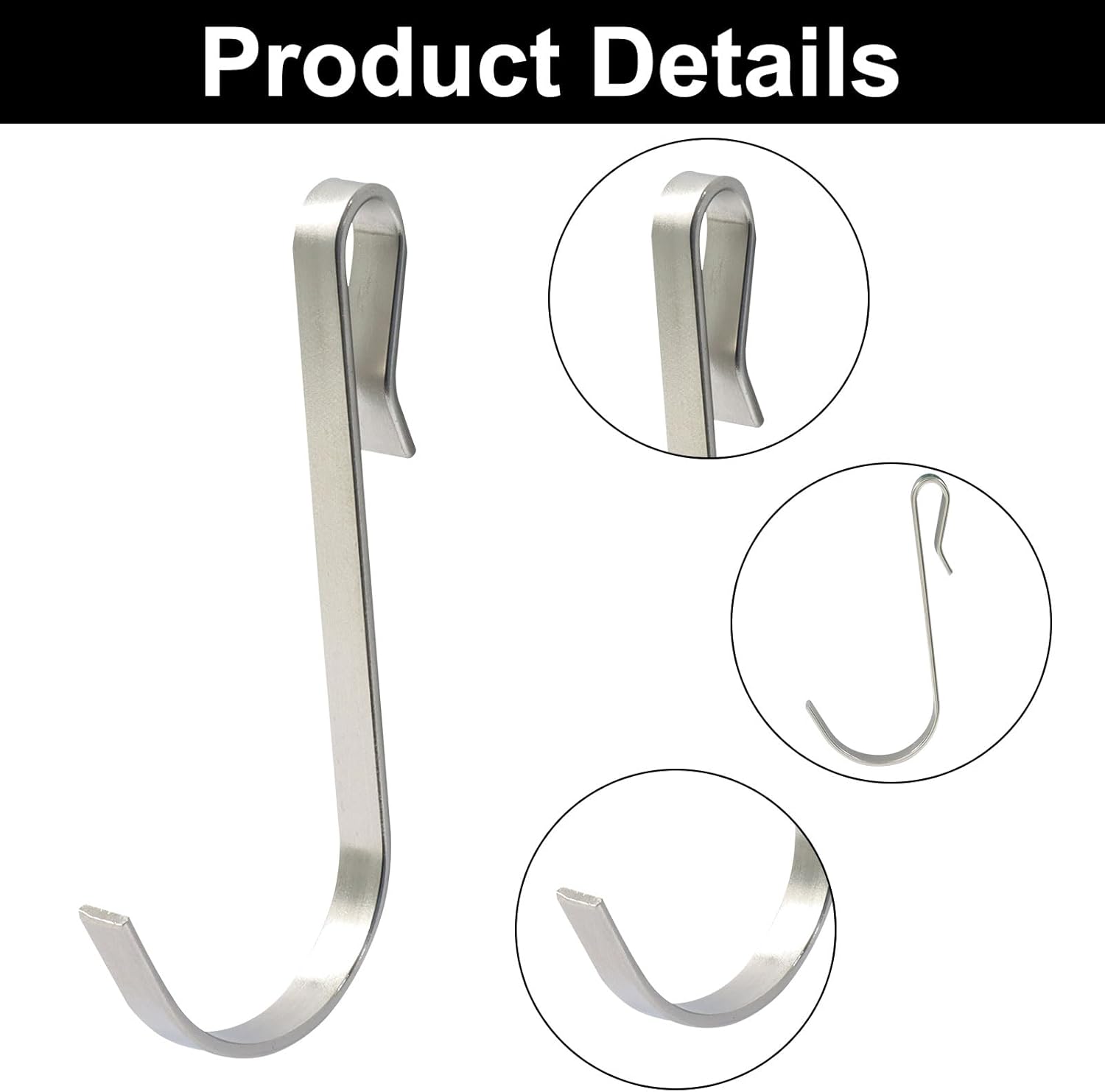 20 Pack J Shaped Clip-on Hook, Stainless Steel Wire Rack Clip-on Hanger, Hanging Sink Grid Shelf for Kitchen/Bedroom/Office (Silver) - Image 3