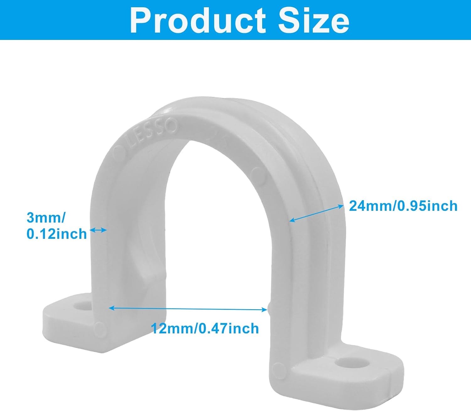 10 Sets SCH 3/4 Inch (25MM) Conduit Pipe Clamps, Non-Metallic PVC Pipe Clips Two Hole Plastic clips for Electrical Installation/Contractors - Image 2