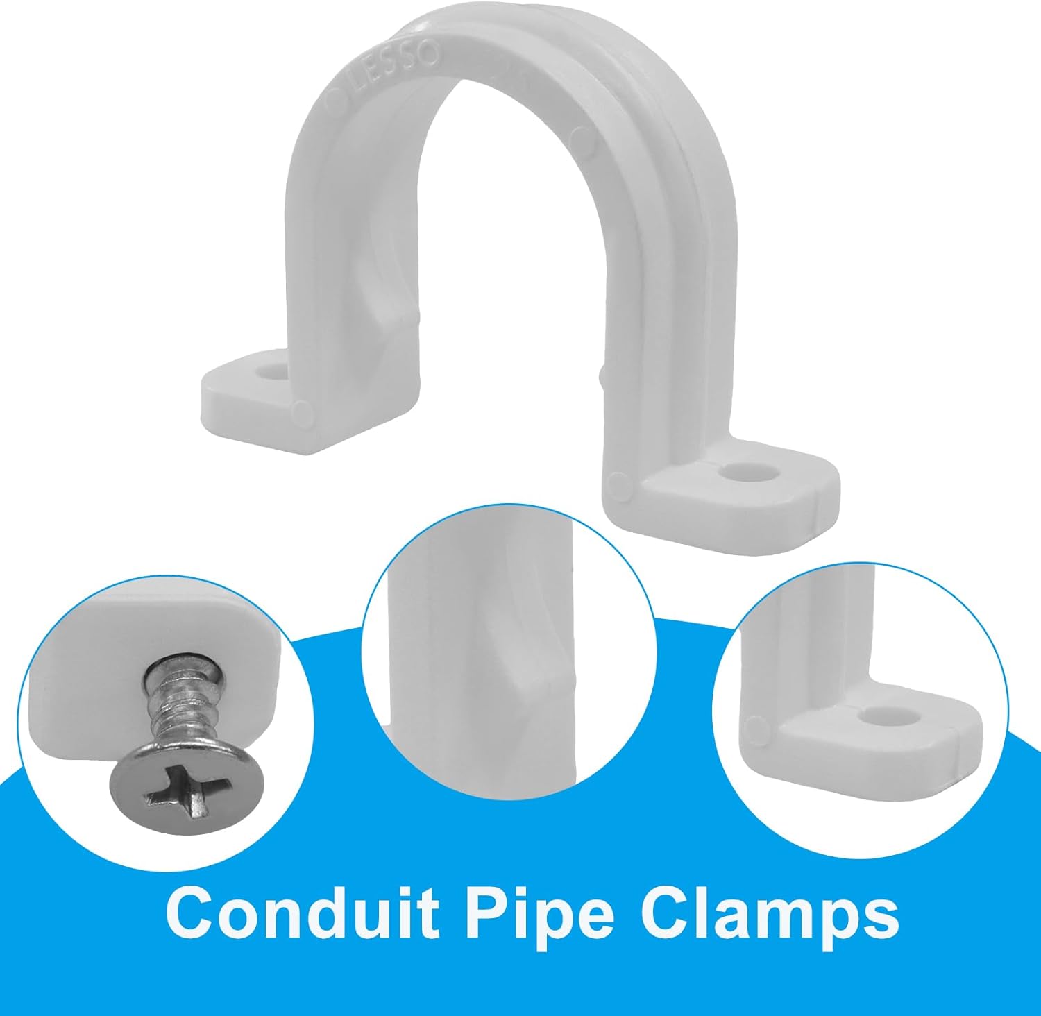 10 Sets SCH 3/4 Inch (25MM) Conduit Pipe Clamps, Non-Metallic PVC Pipe Clips Two Hole Plastic clips for Electrical Installation/Contractors - Image 5