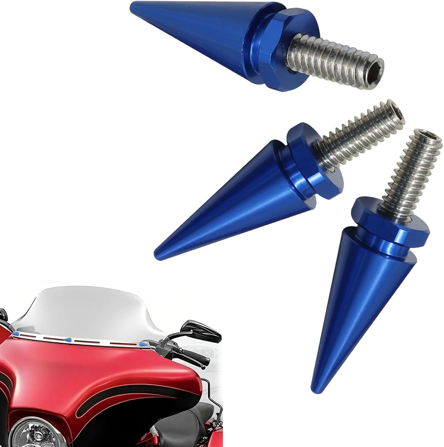 Windshield Bolts Blue Fairing Bolts, Windscreen Screws Kit Compatible for Street Glide, Electra Glide, Ultra Classic, Ultra Limited, Tri Glide Models - Image 1