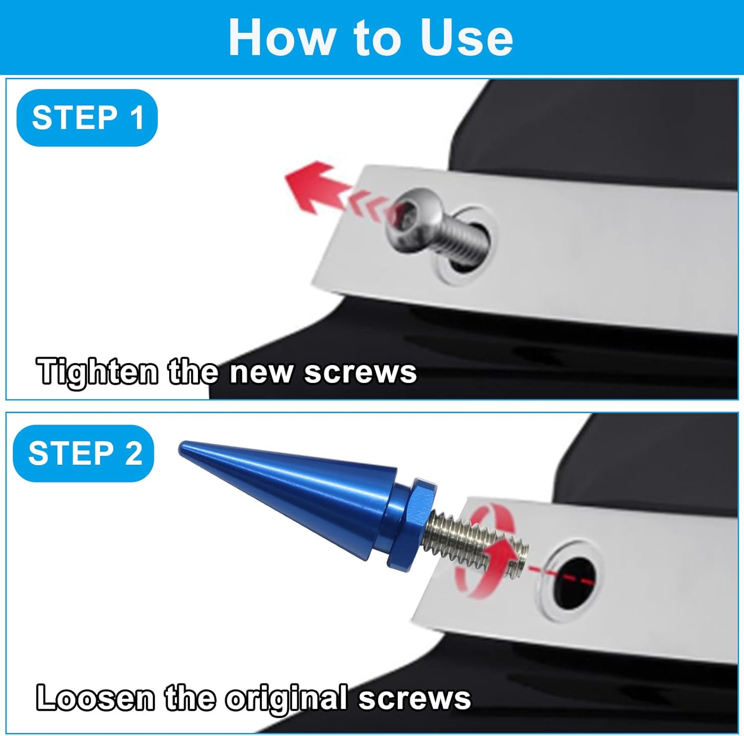 Windshield Bolts Blue Fairing Bolts, Windscreen Screws Kit Compatible for Street Glide, Electra Glide, Ultra Classic, Ultra Limited, Tri Glide Models - Image 3