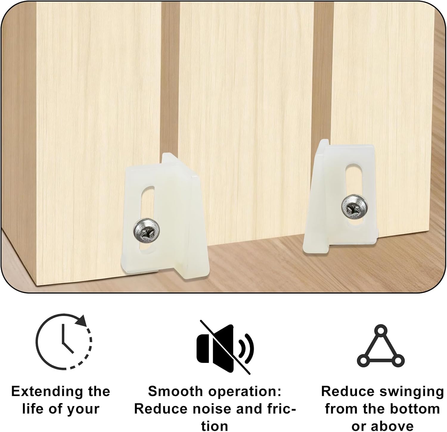 10 Pack Pocket Door Guide Bottom, Jamb Mounted Sliding Door Guides Replacement Kit with Screws (1.125 Inch, White) - Image 4
