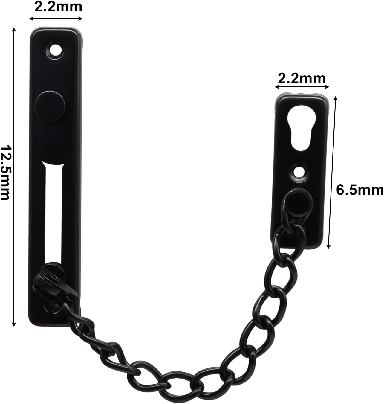 Heavy Duty Door Chain Lock with Mounting Screws, Stainless Steel Door Chain Guard for Front Doors, Pet Safe (Black, 2 Pack) - Image 3