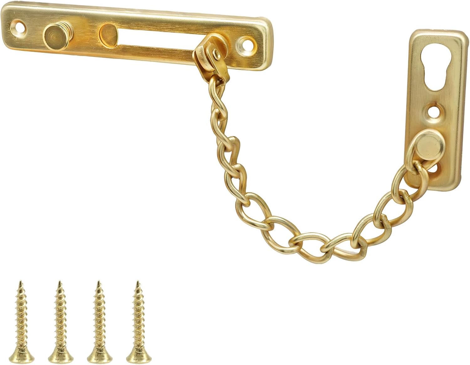Heavy Duty Door Chain Lock with Mounting Screws, Stainless Steel Door Chain Guard for Front Doors, Pet Safe (Gold, 1 Pack) - Image 1